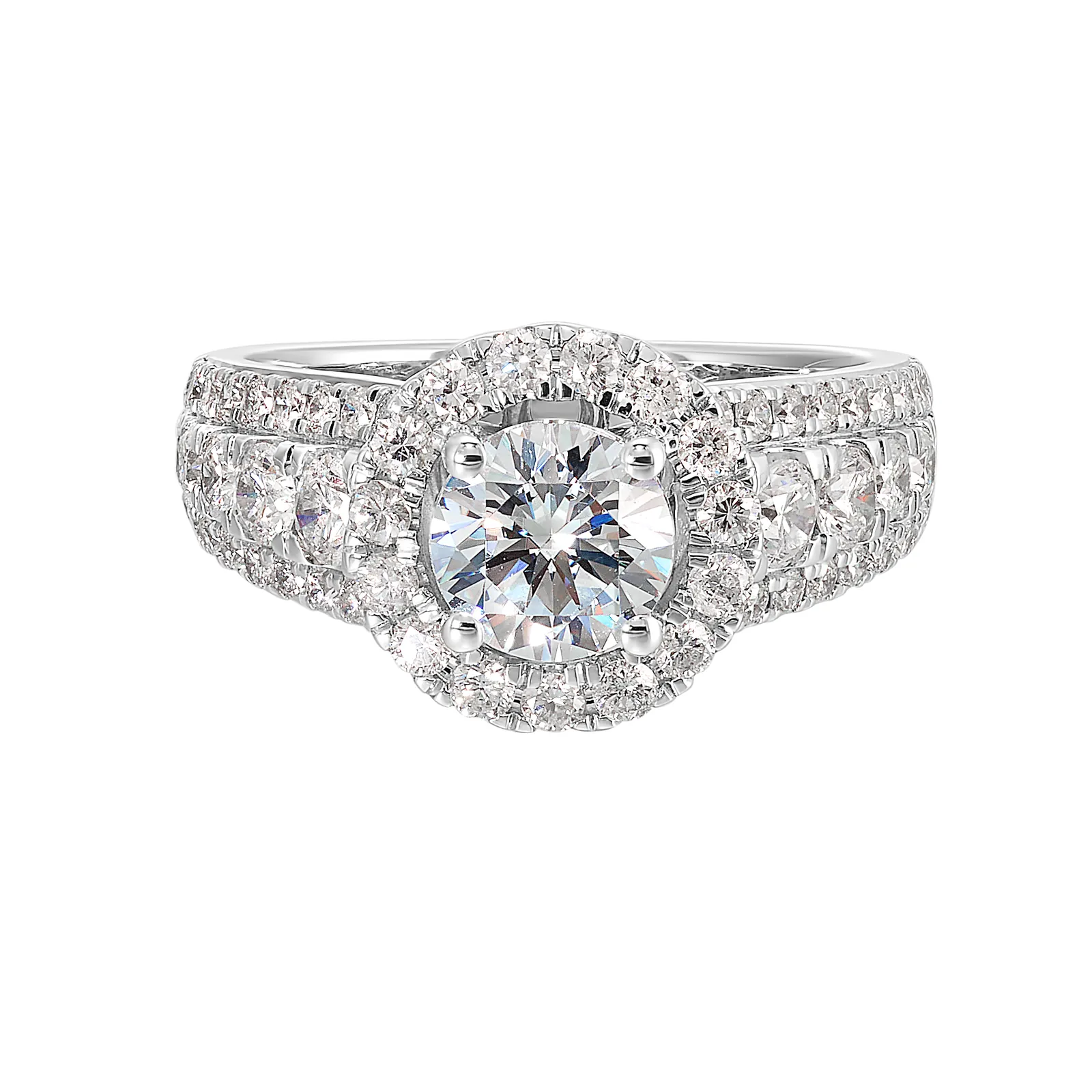 14Kt White Semi Mount 1 1/3Ctw For 1Ctw Round Center