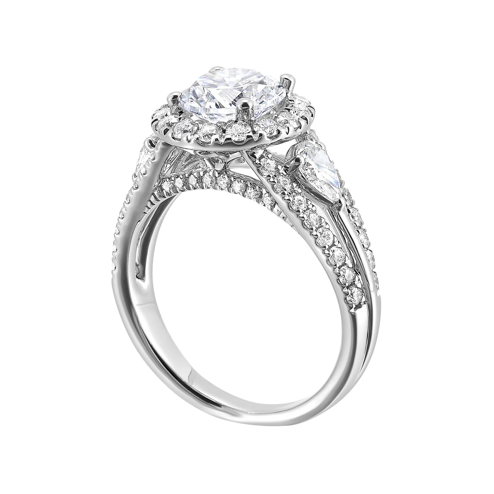 14Kt White Semi Mount 1 1/7Ctw For 1 1/2Ctw Round Center view 3