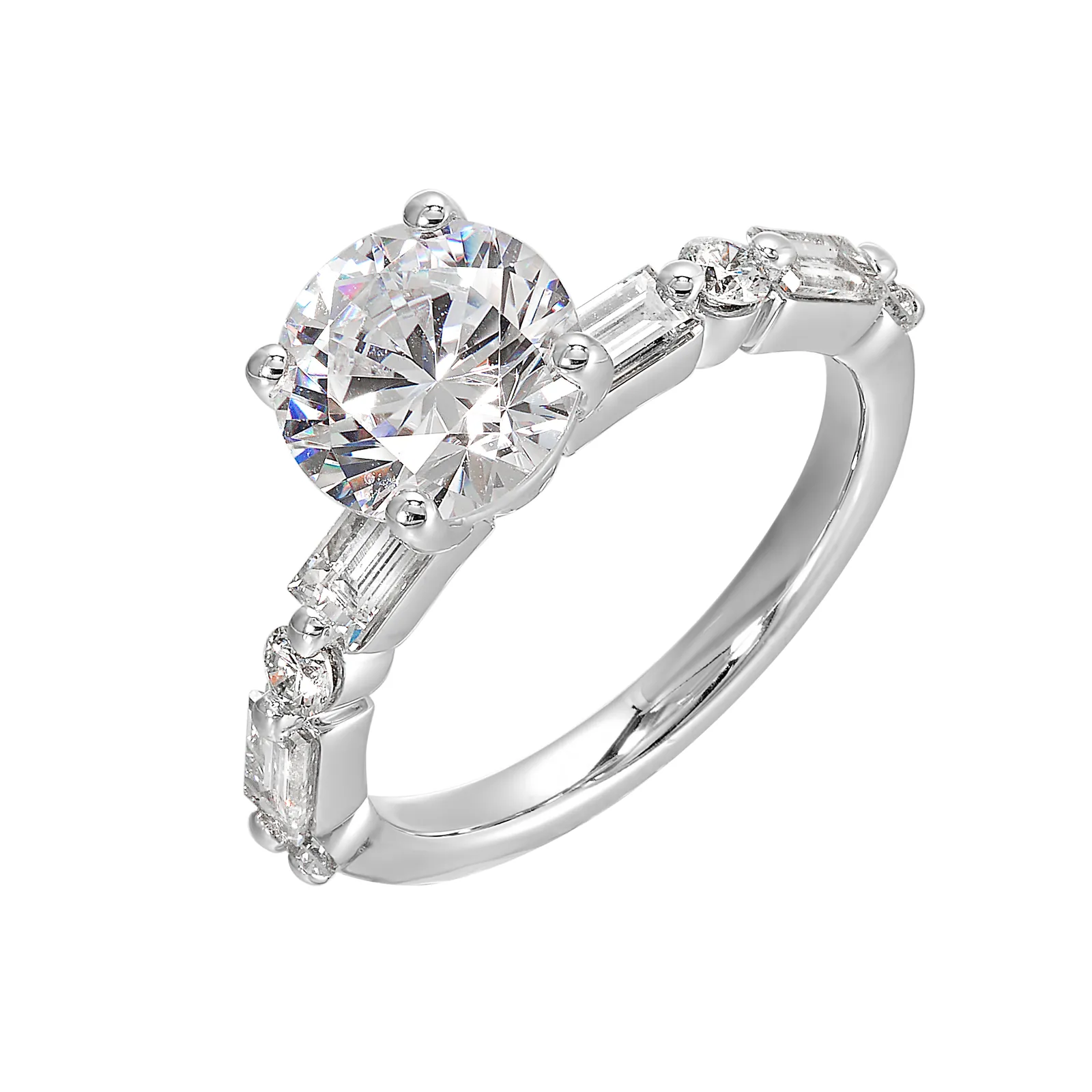 14Kt White Semi Mount 3/4Ctw For 2Ctw Round Center view 2