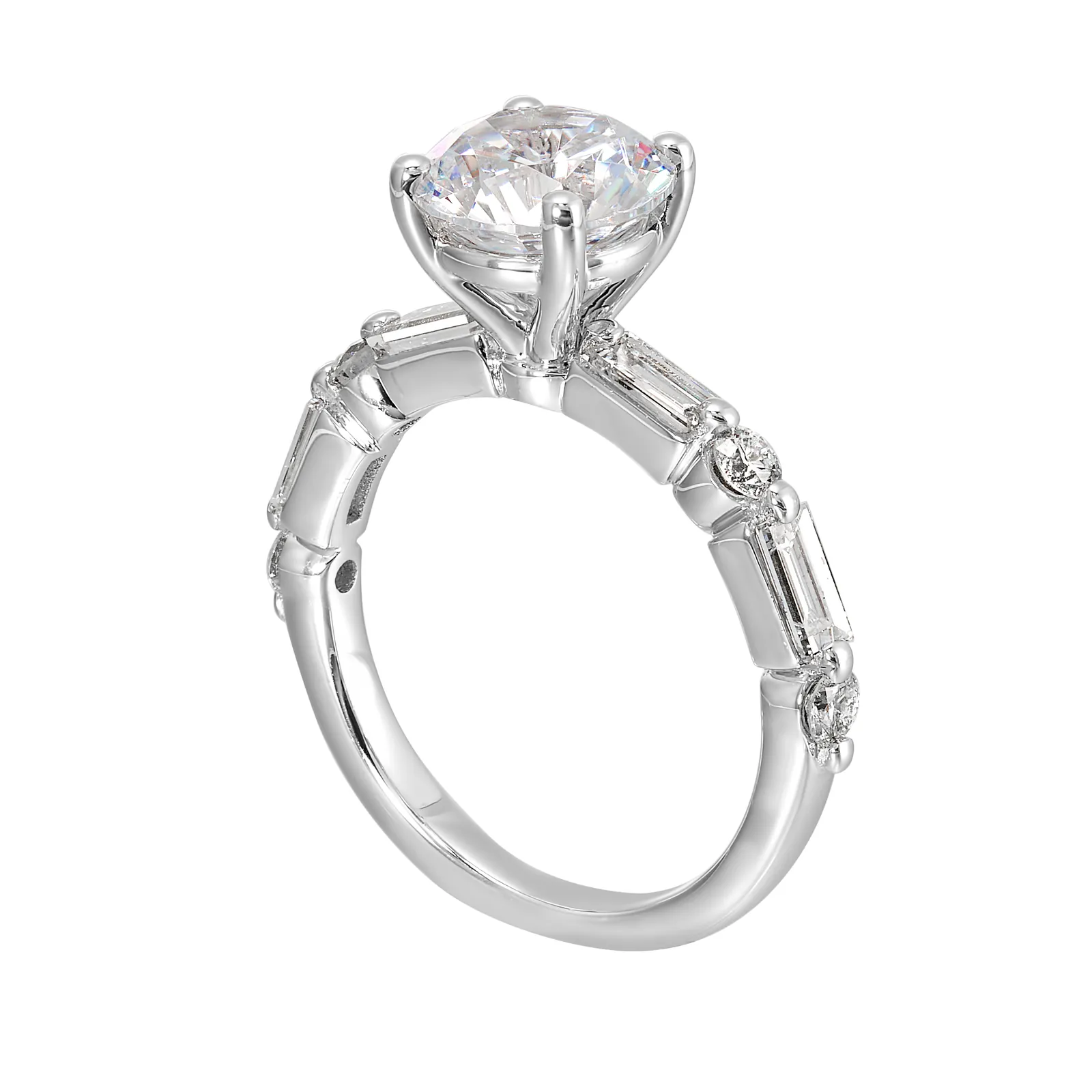 14Kt White Semi Mount 3/4Ctw For 2Ctw Round Center view 3