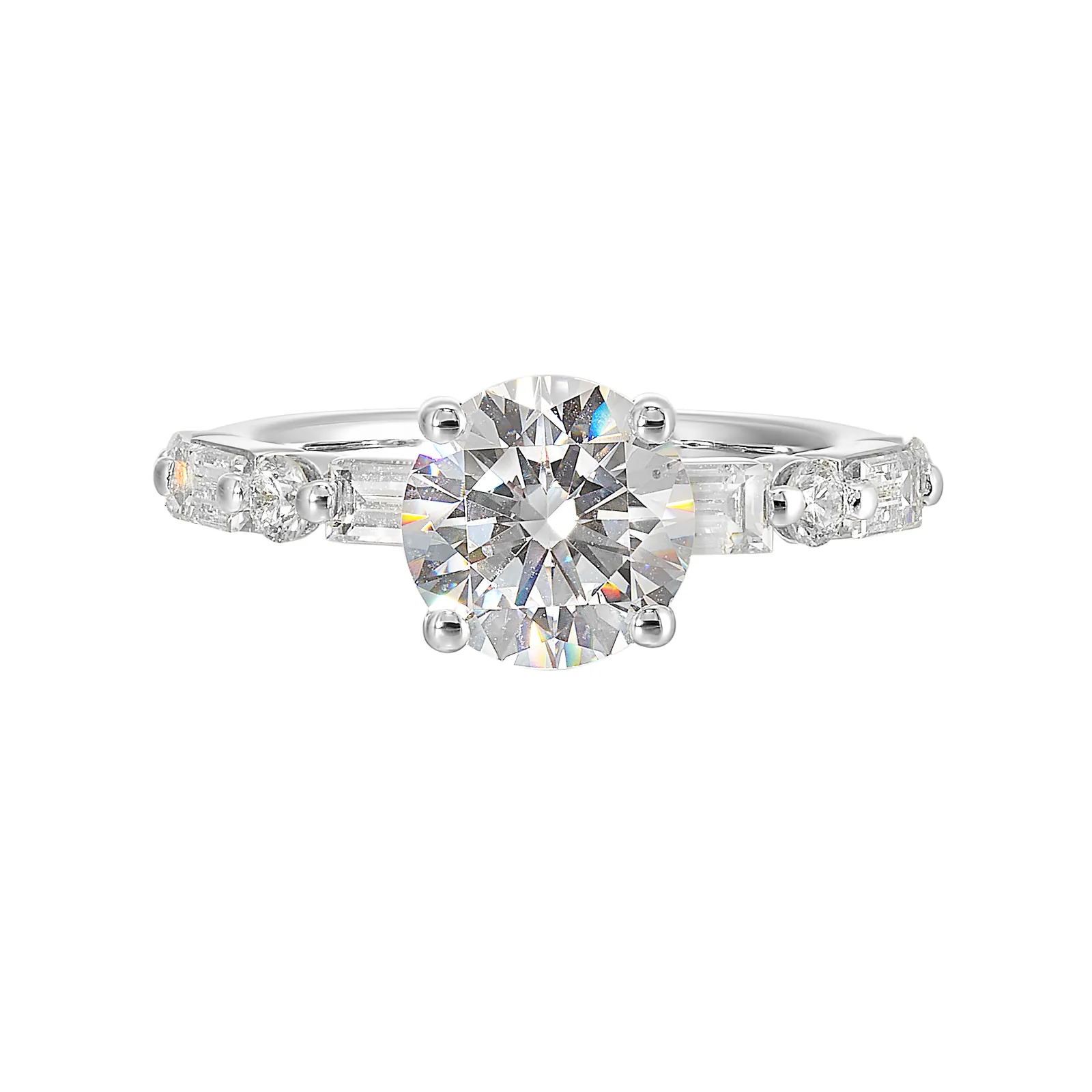 14Kt White Semi Mount 3/4Ctw For 2Ctw Round Center