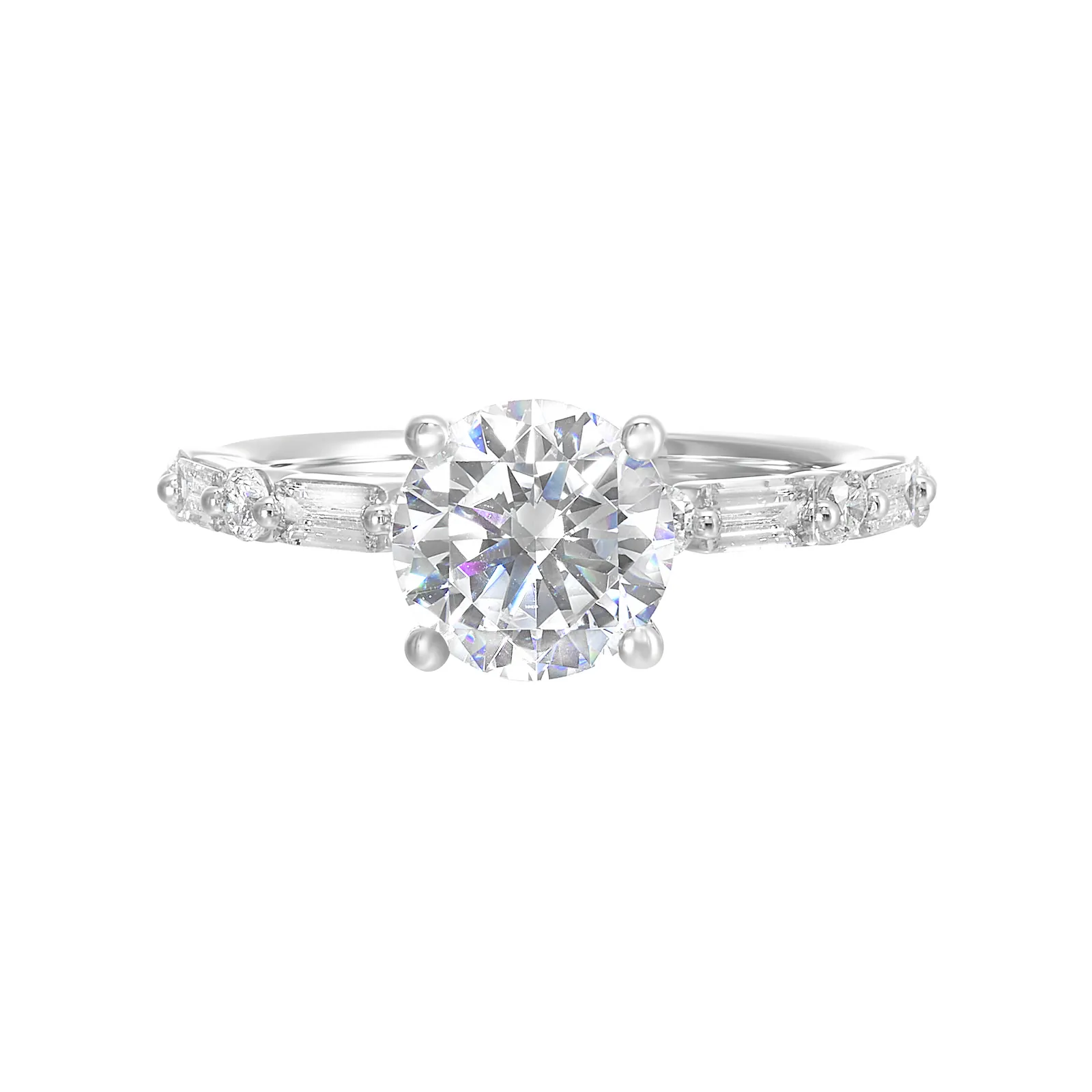 14Kt White Semi Mount 3/8Ctw For 1 1/2Ctw Round Center