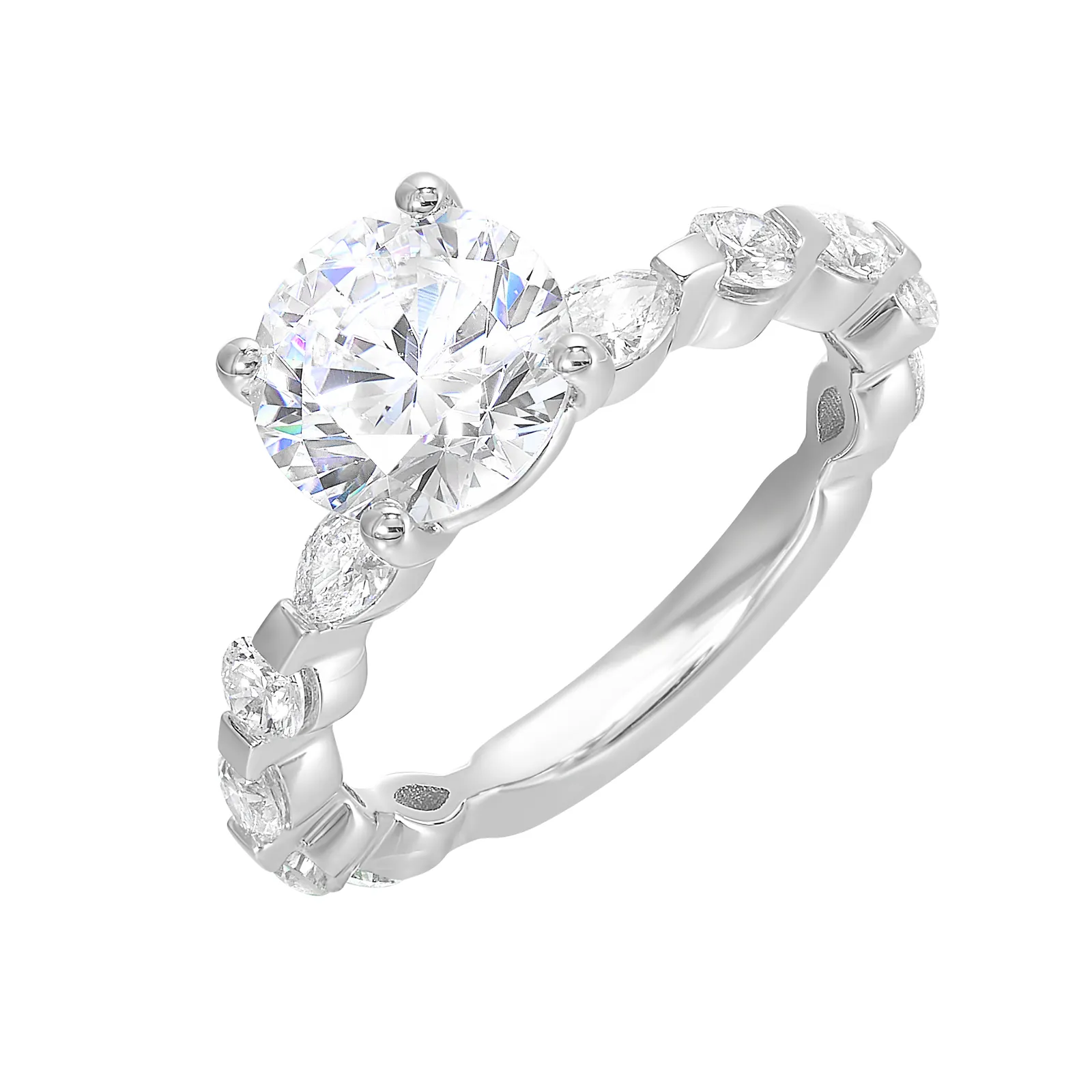 14Kt White Semi Mount 3/4Ctw For 2Ctw Round Center view 2