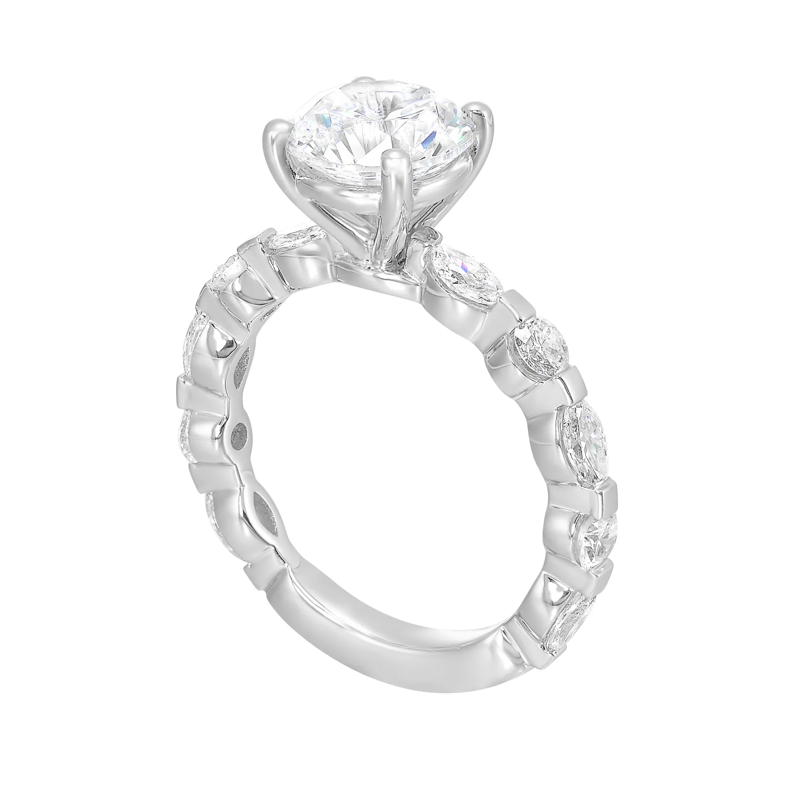 14Kt White Semi Mount 3/4Ctw For 2Ctw Round Center view 3