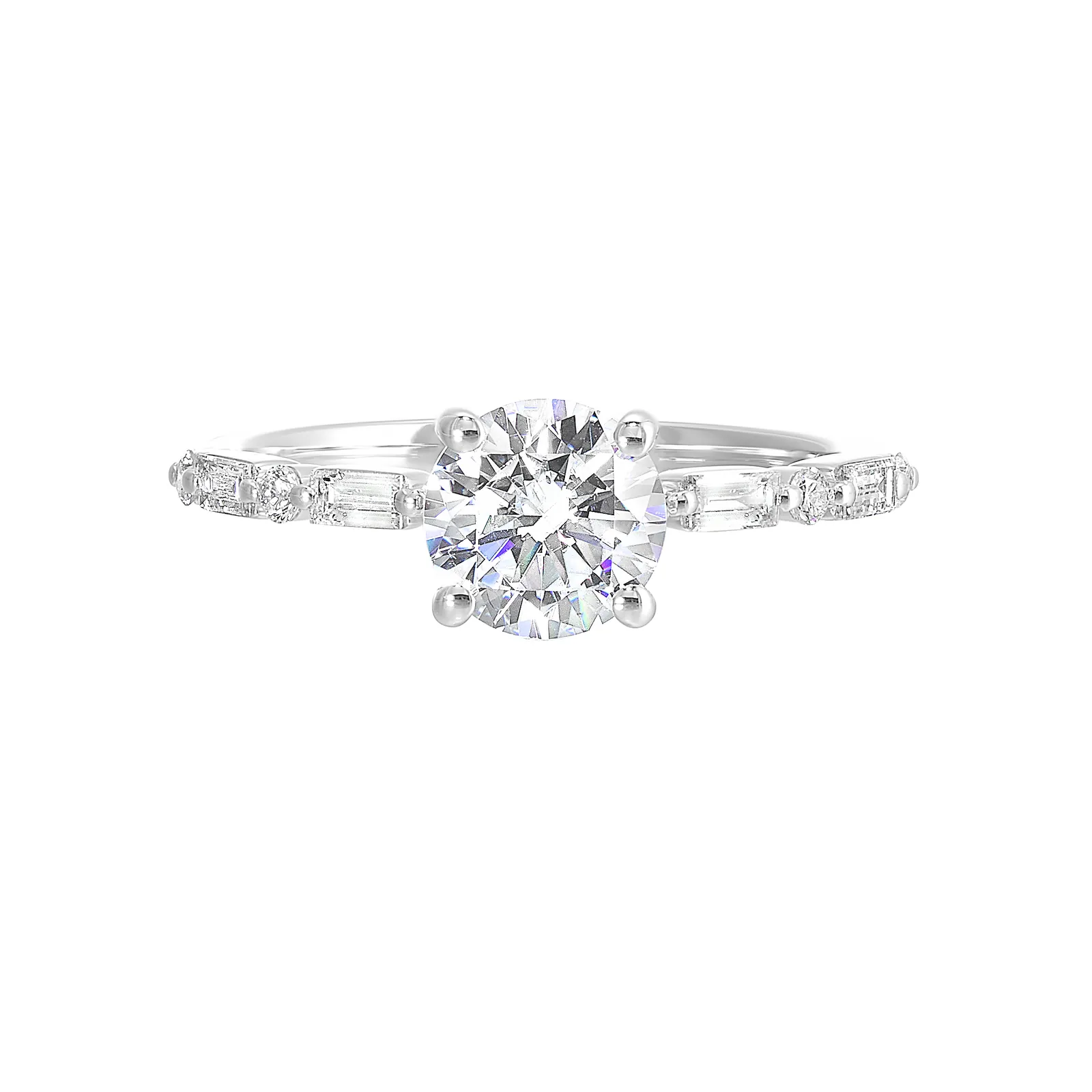 14Kt White Semi Mount 1/4Ctw For 1Ctw Round Center