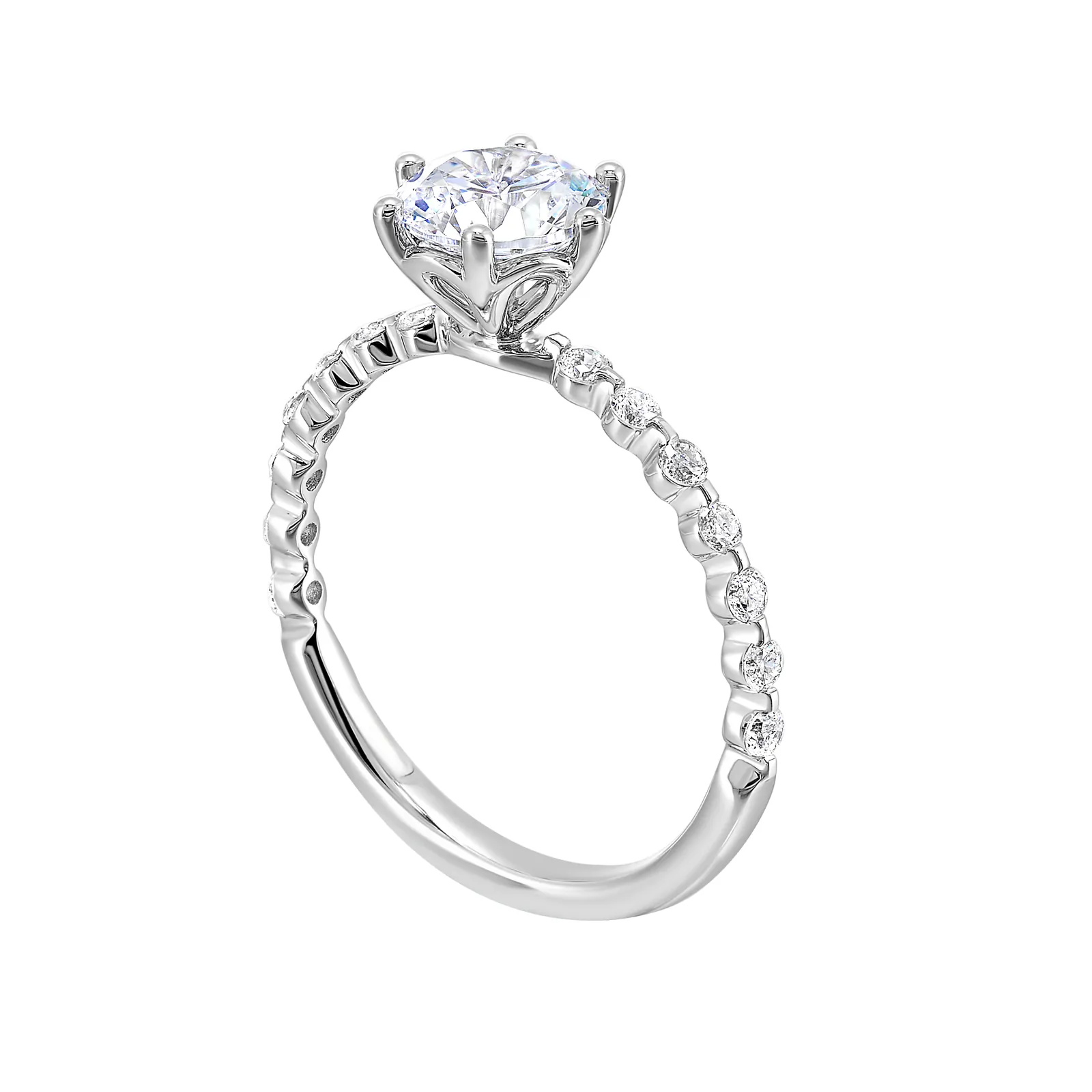 14Kt White Semi Mount 1/5Ctw For 1Ctw Round Center view 3