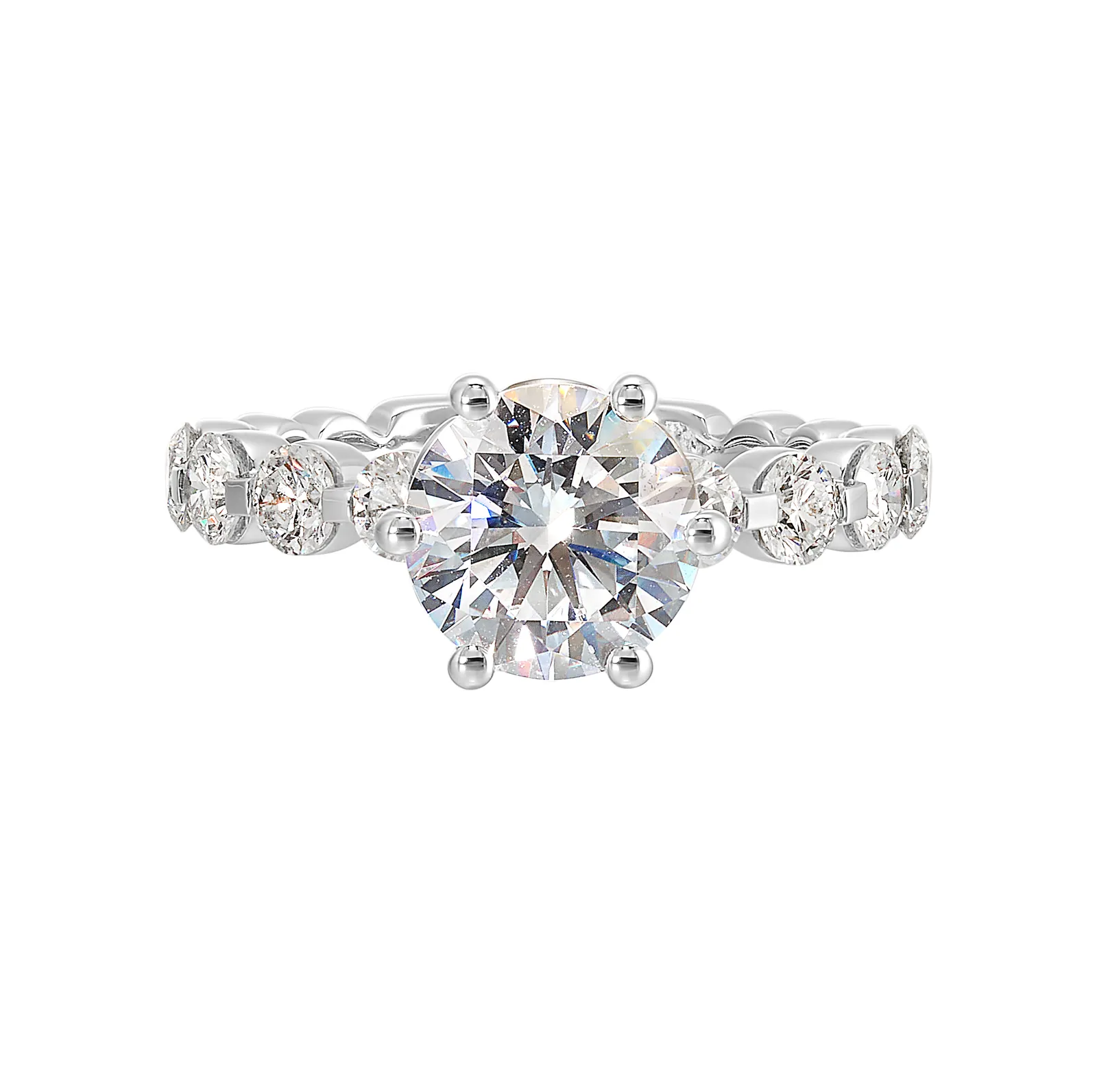 14Kt White Semi Mount 7/8Ctw For 2Ctw Round Center