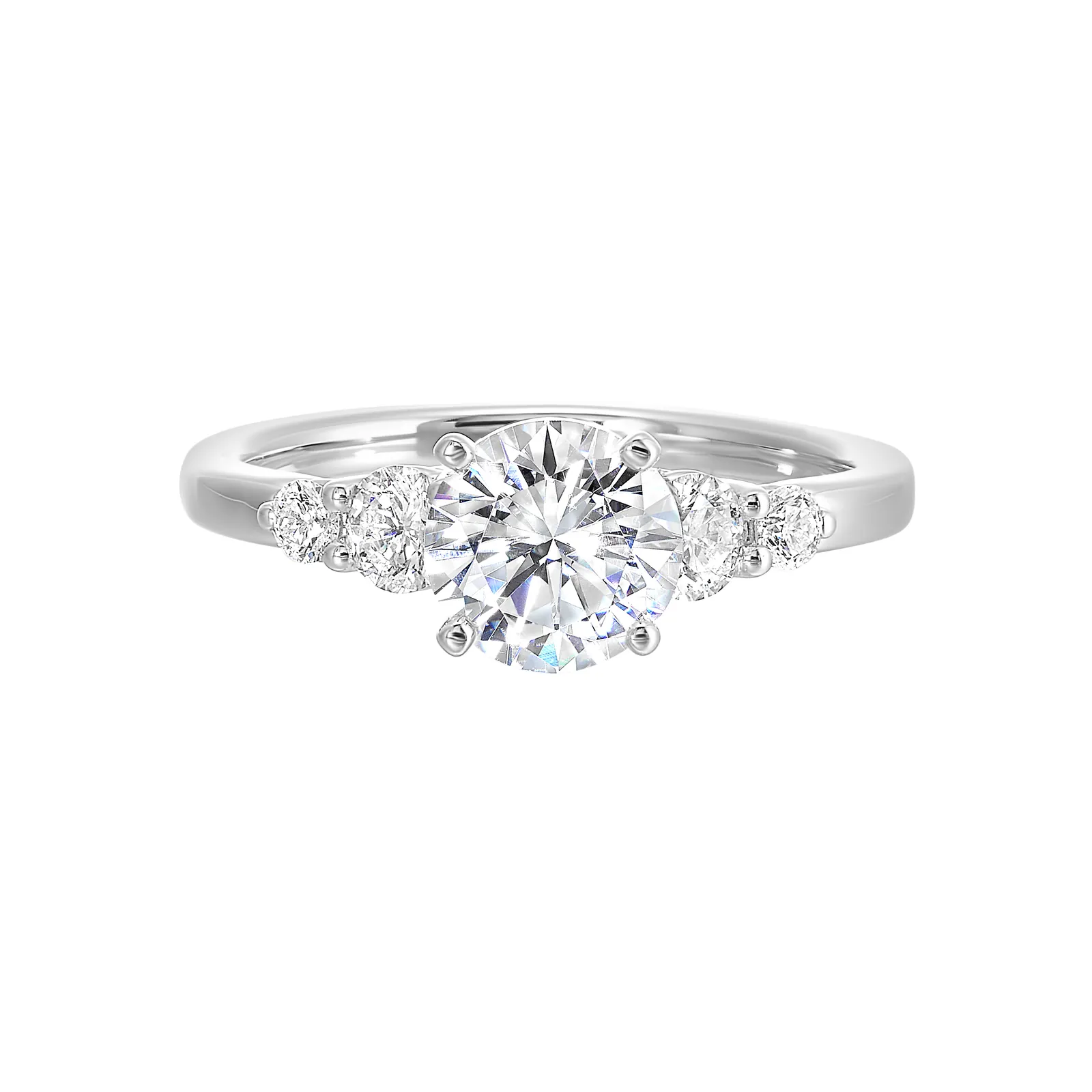 14Kt White Semi Mount 3/8Ctw For 1Ctw Round Center