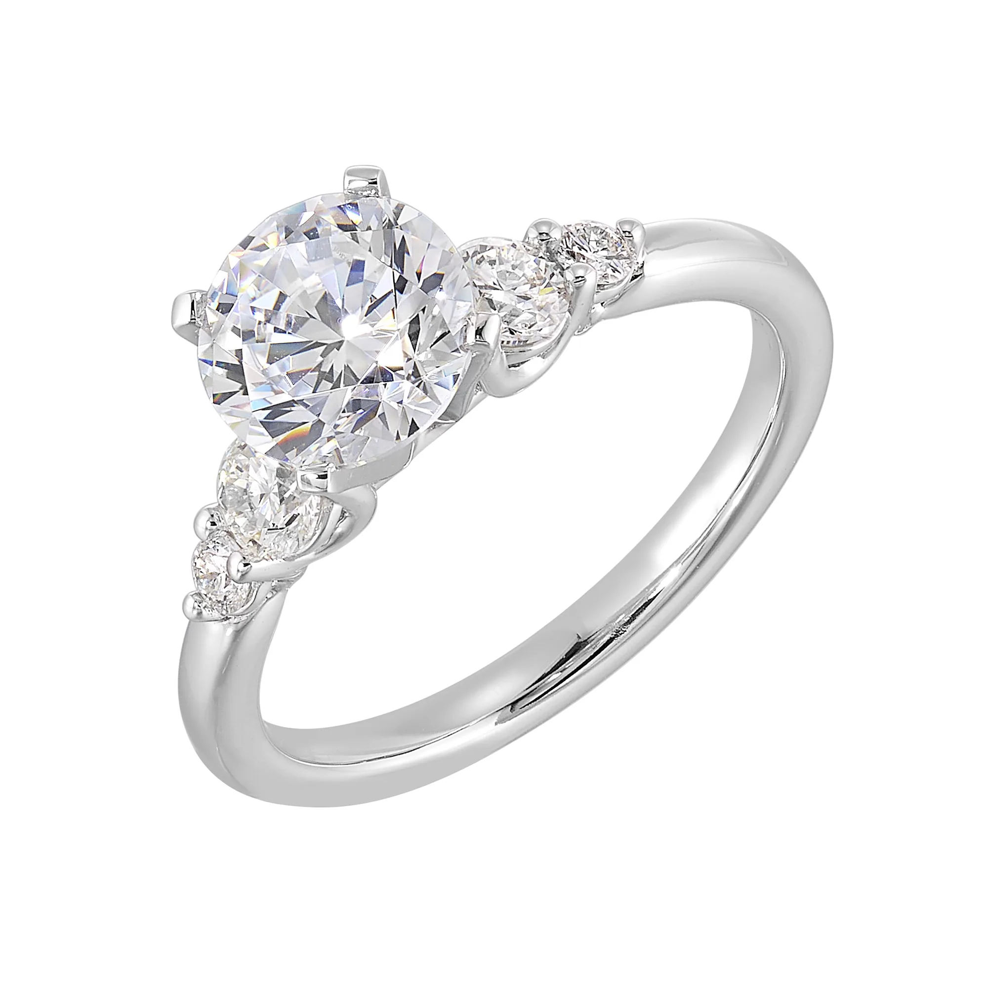 14Kt White Semi Mount 3/8Ctw For 1 1/2Ct Round Center view 2