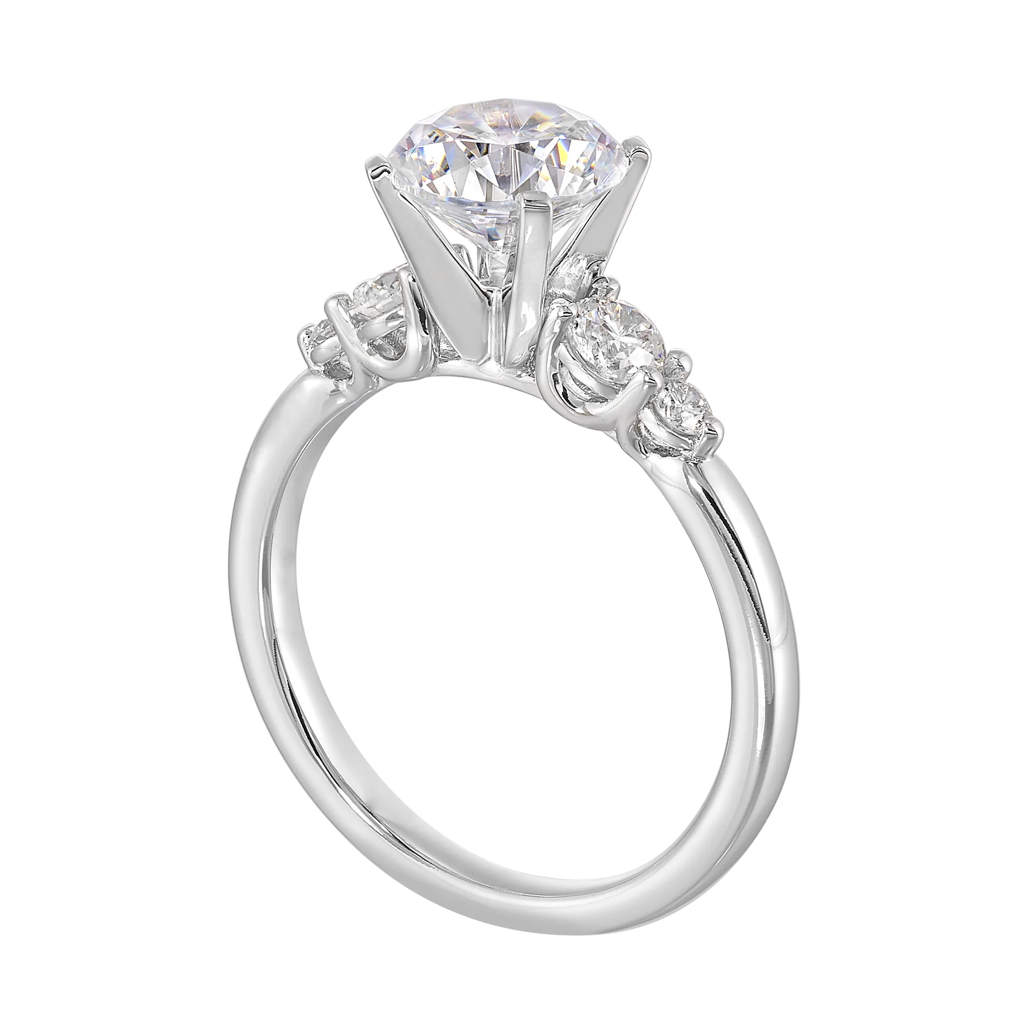 14Kt White Semi Mount 3/8Ctw For 1 1/2Ct Round Center view 3