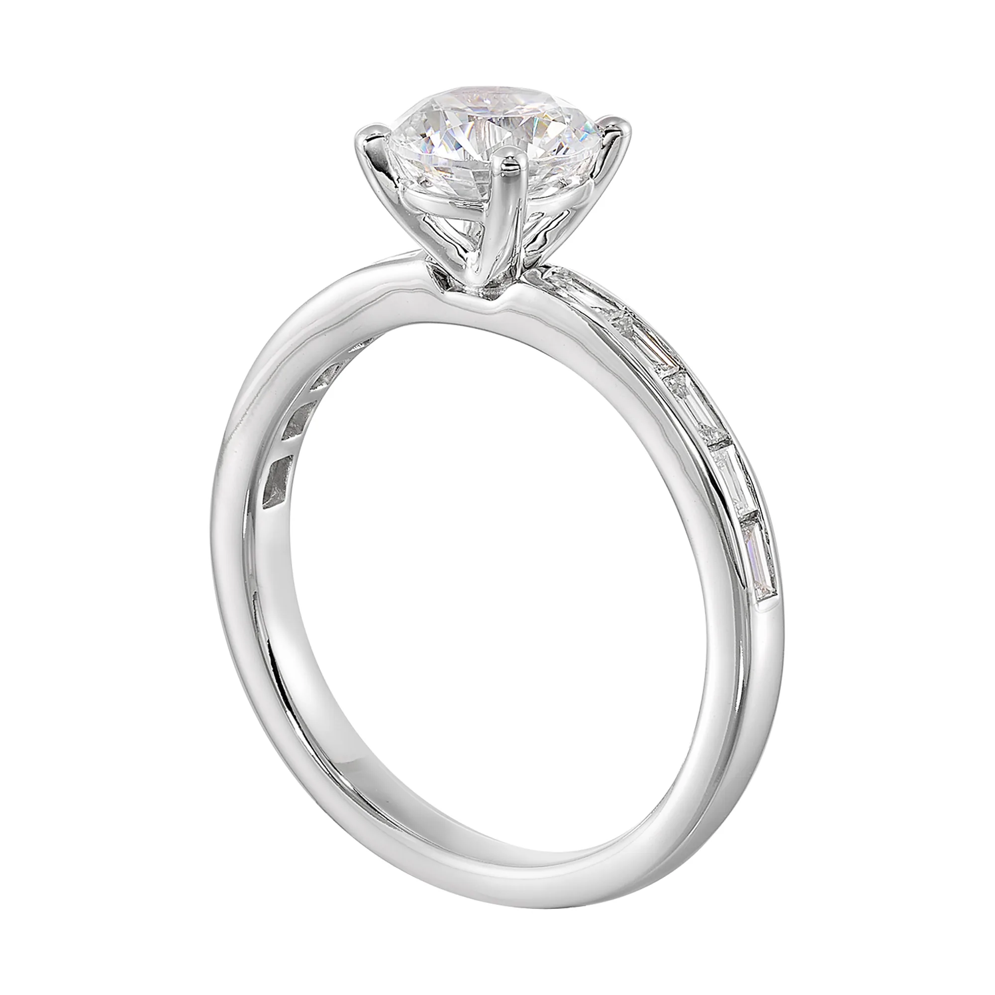 14Kt White Semi Mount 1/5Ctw For 1Ctw Round Center view 3