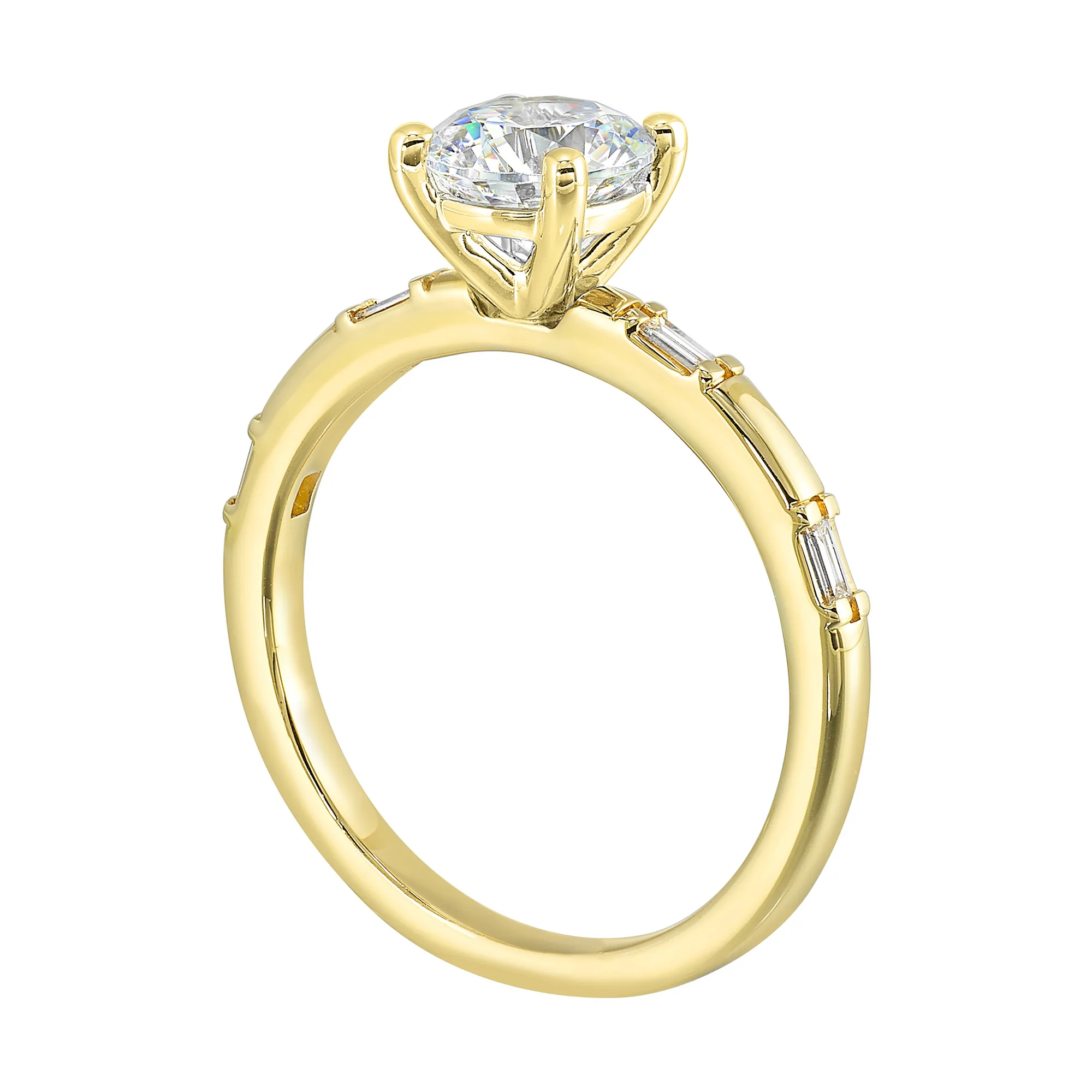 14Kt Yellow Semi Mount 1/7Ctw For 1Ctw round Center view 3