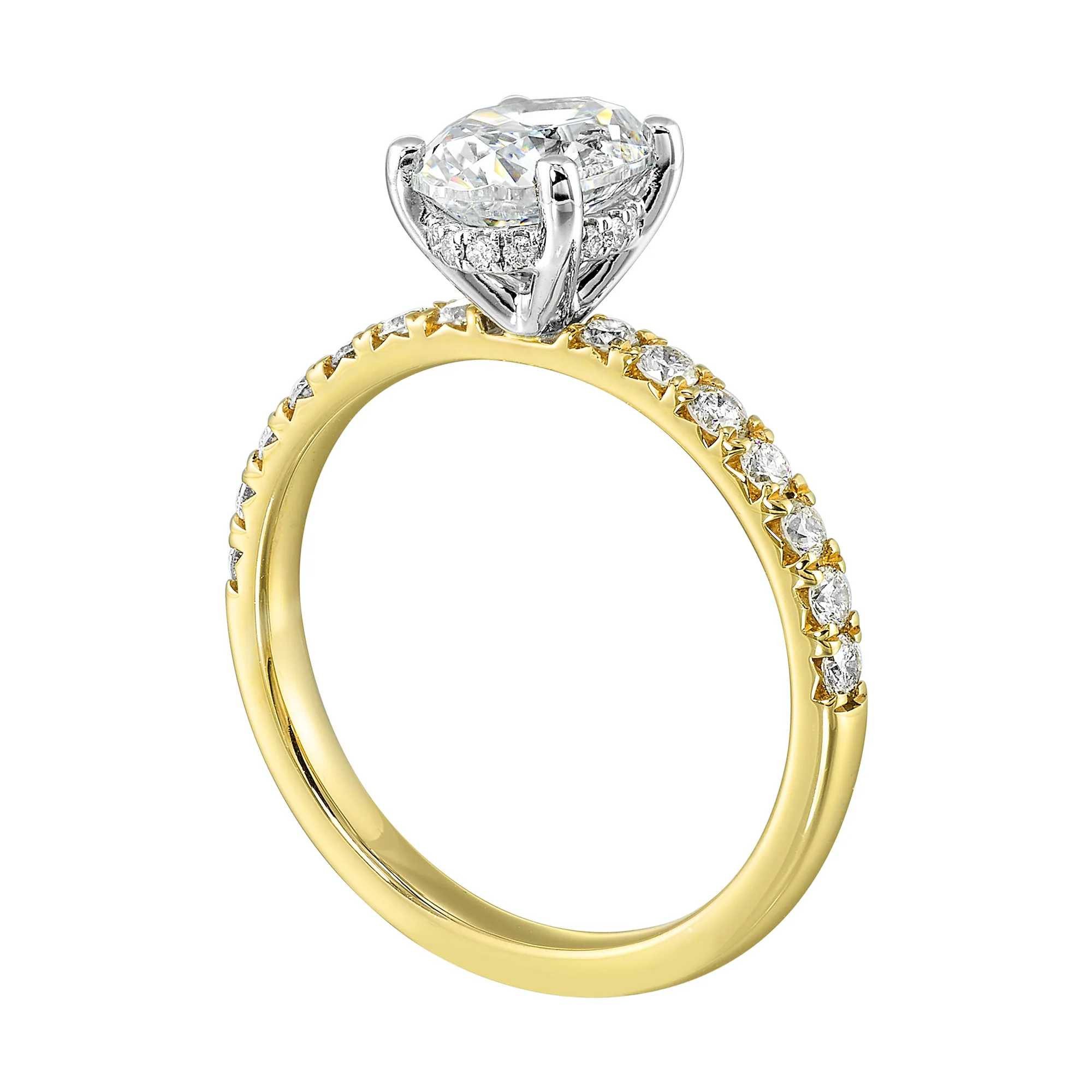 14Kt White Yellow Semi Mount 3/8Ctw For 1Ctw Oval Center view 3