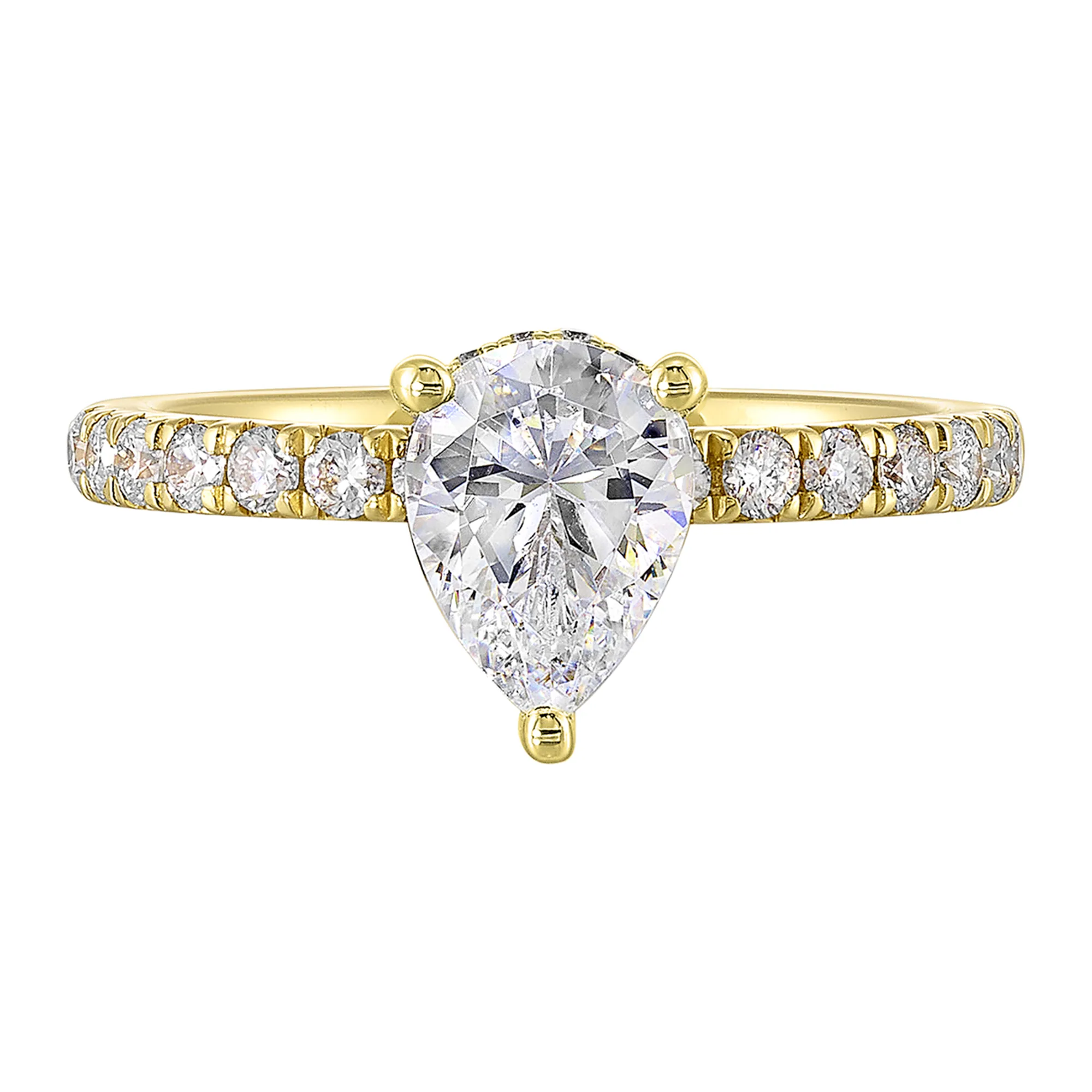 14Kt Yellow Semi Mount 3/8Ctw For 1Ctw Pear Center view 2