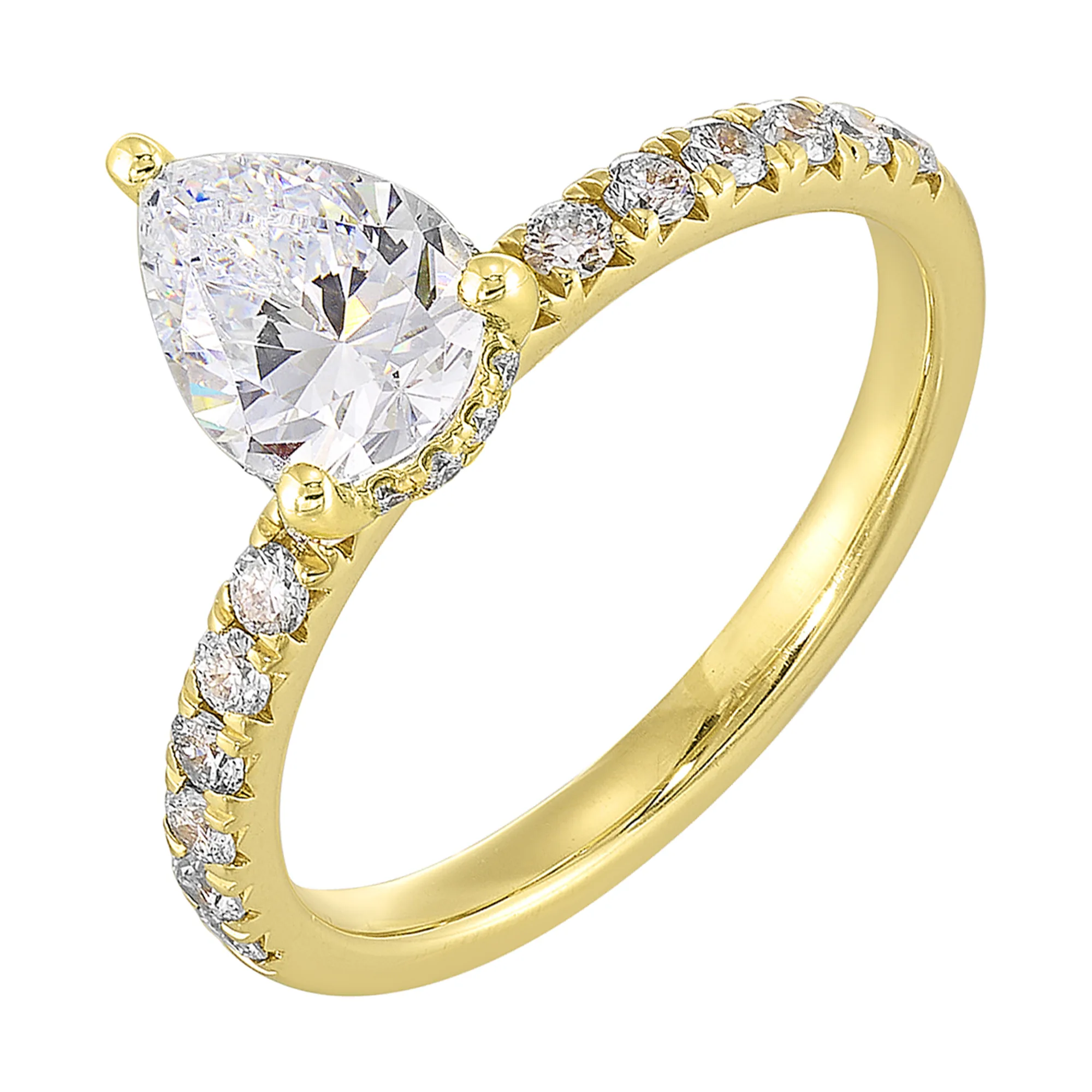 14Kt Yellow Semi Mount 3/8Ctw For 1Ctw Pear Center view 3