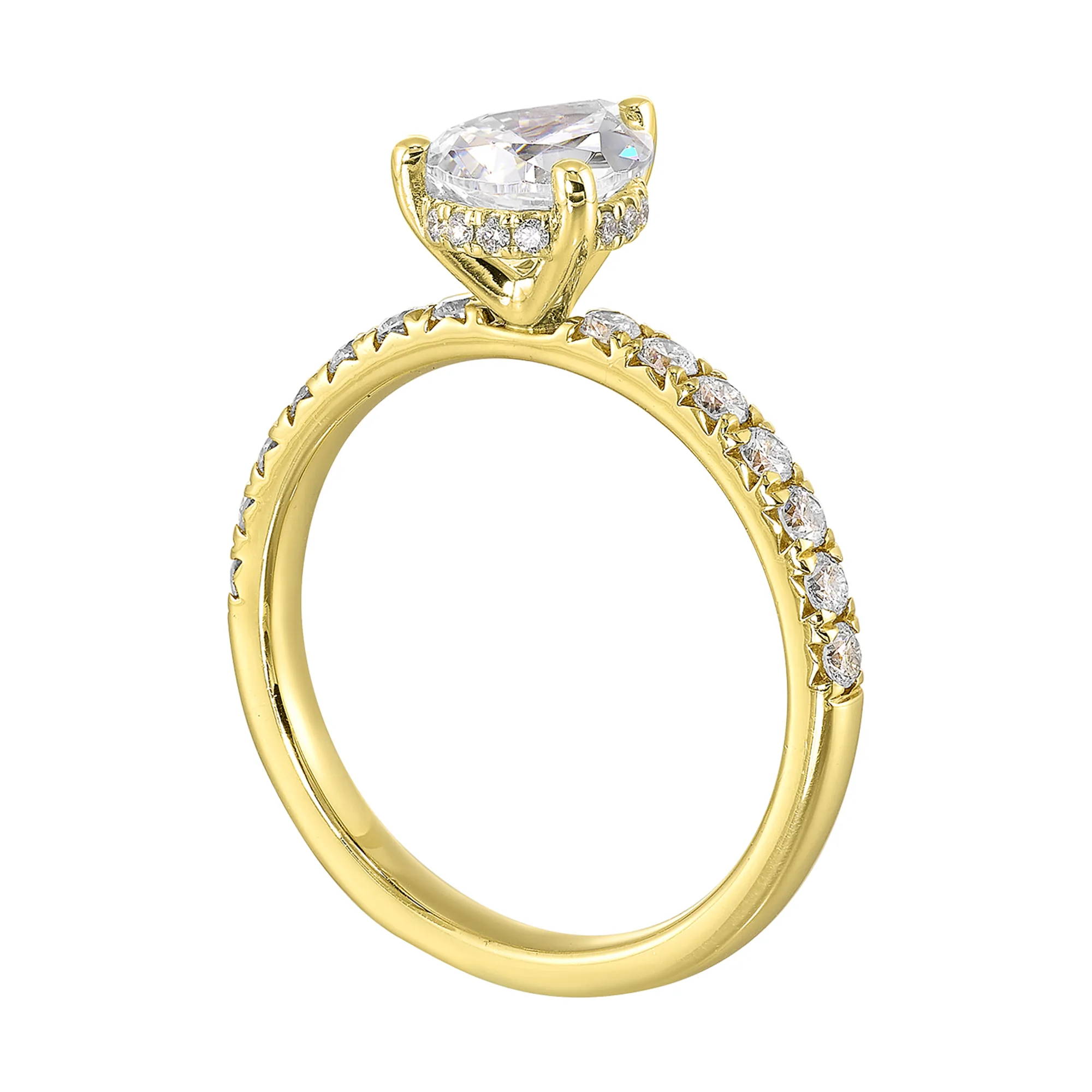 14Kt Yellow Semi Mount 3/8Ctw For 1Ctw Pear Center view 4