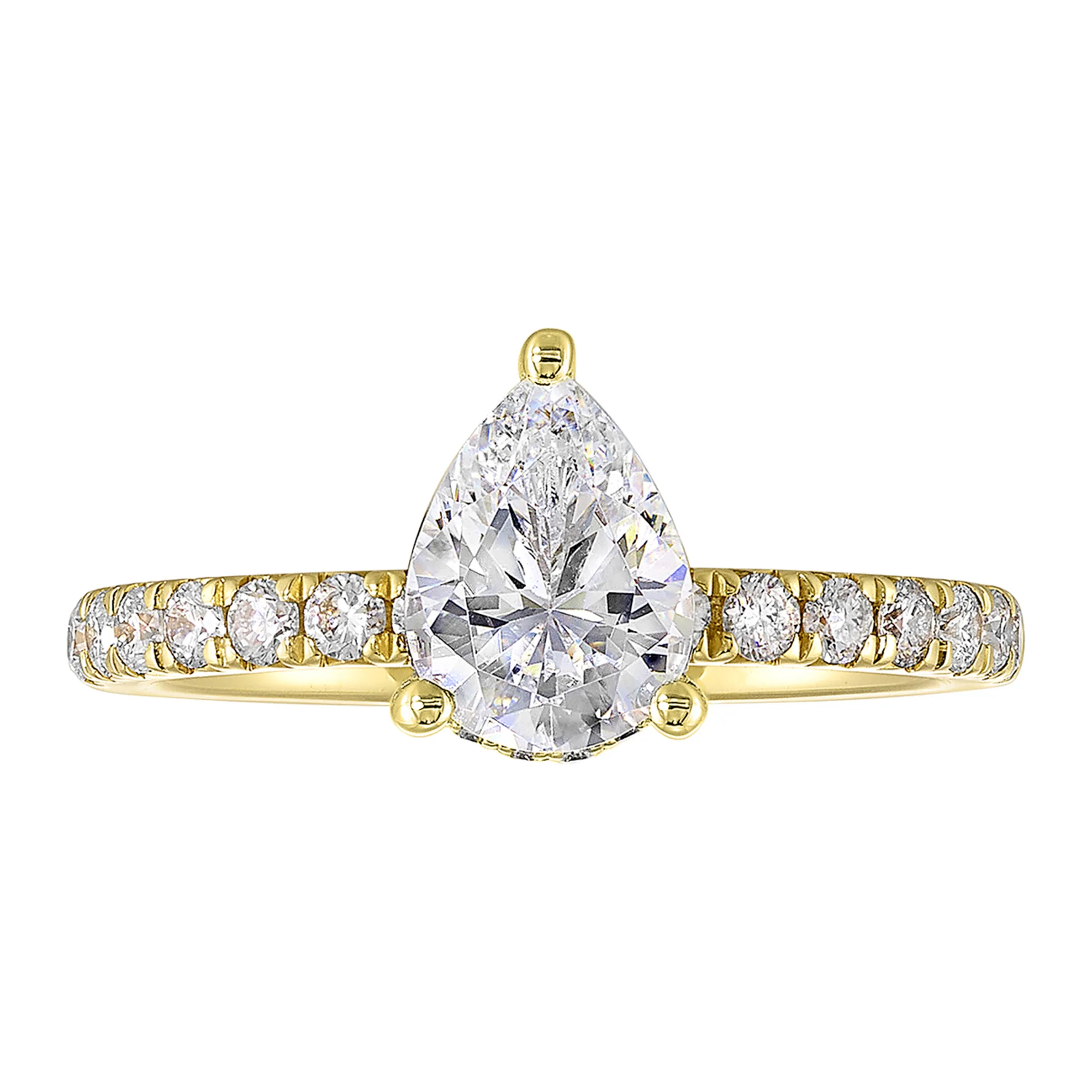 14Kt Yellow Semi Mount 3/8Ctw For 1Ctw Pear Center