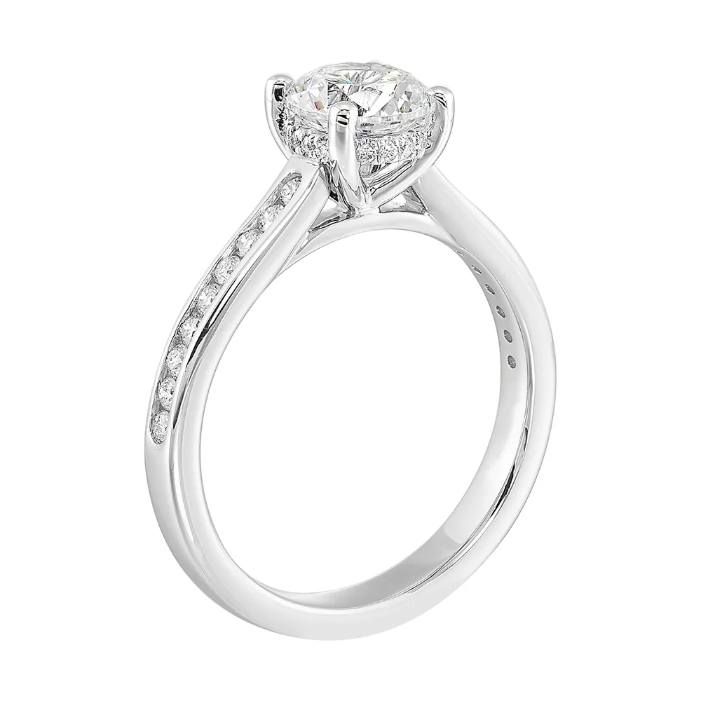 14Kt White Semi Mount 1/4Ctw For 1Ct Round Center view 3