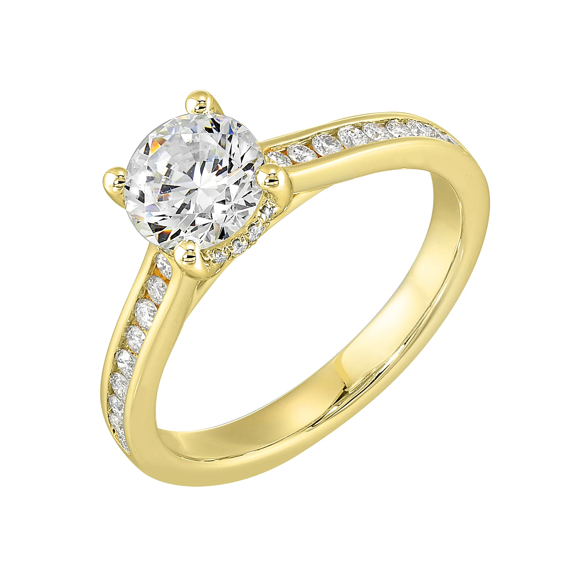 14Kt Yellow Semi Mount 1/4Ctw For 1Ctw Round Center view 2