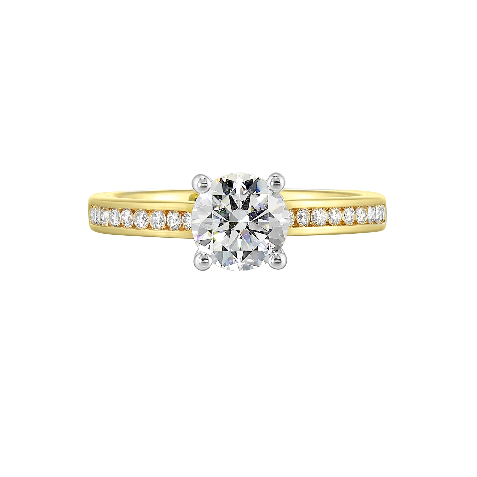 14Kt White Yellow Semi Mount 1/4Ctw For 1Ctw Round Center