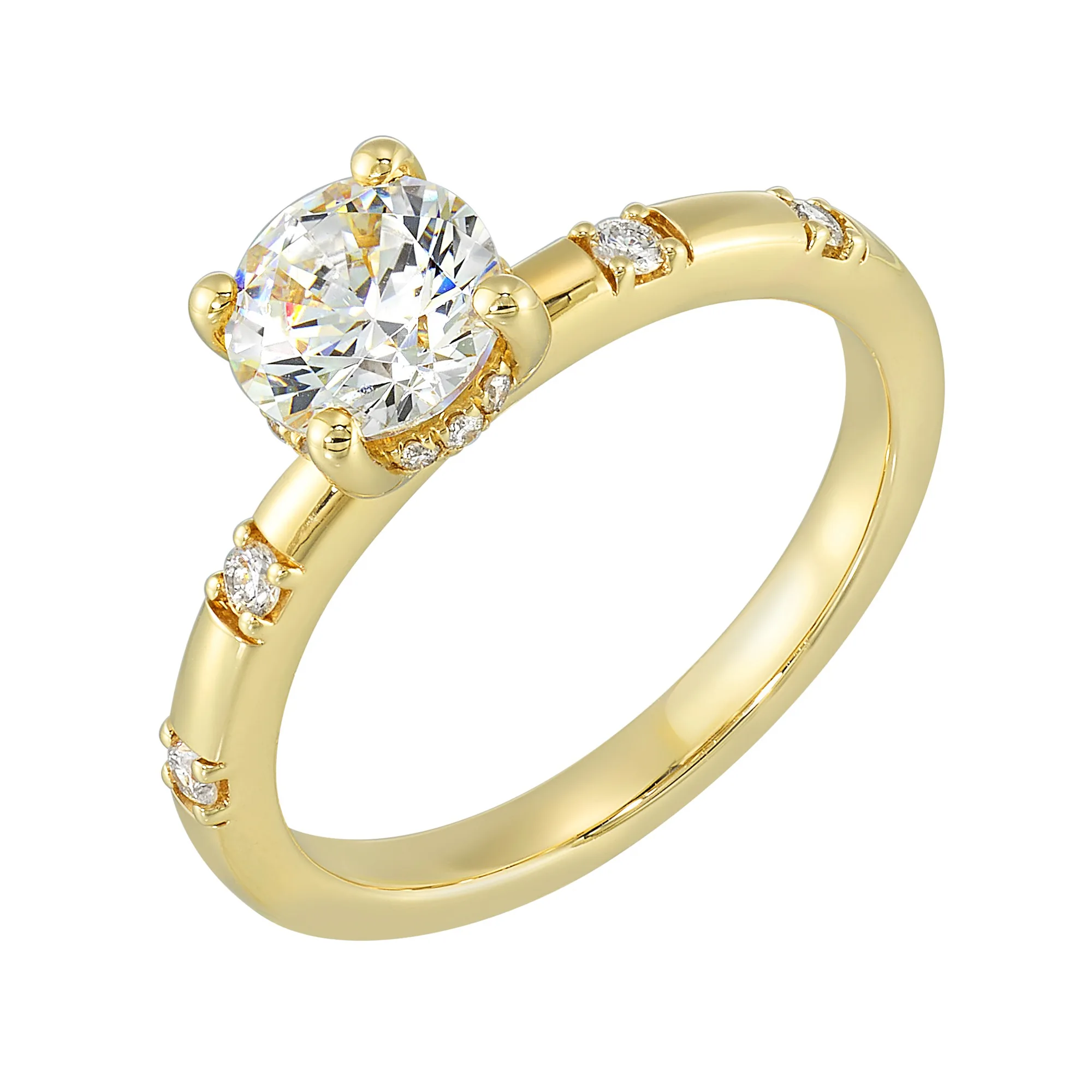 14Kt Yellow Semi Mount 1/7Ctw For 1Ctw Round Center view 2
