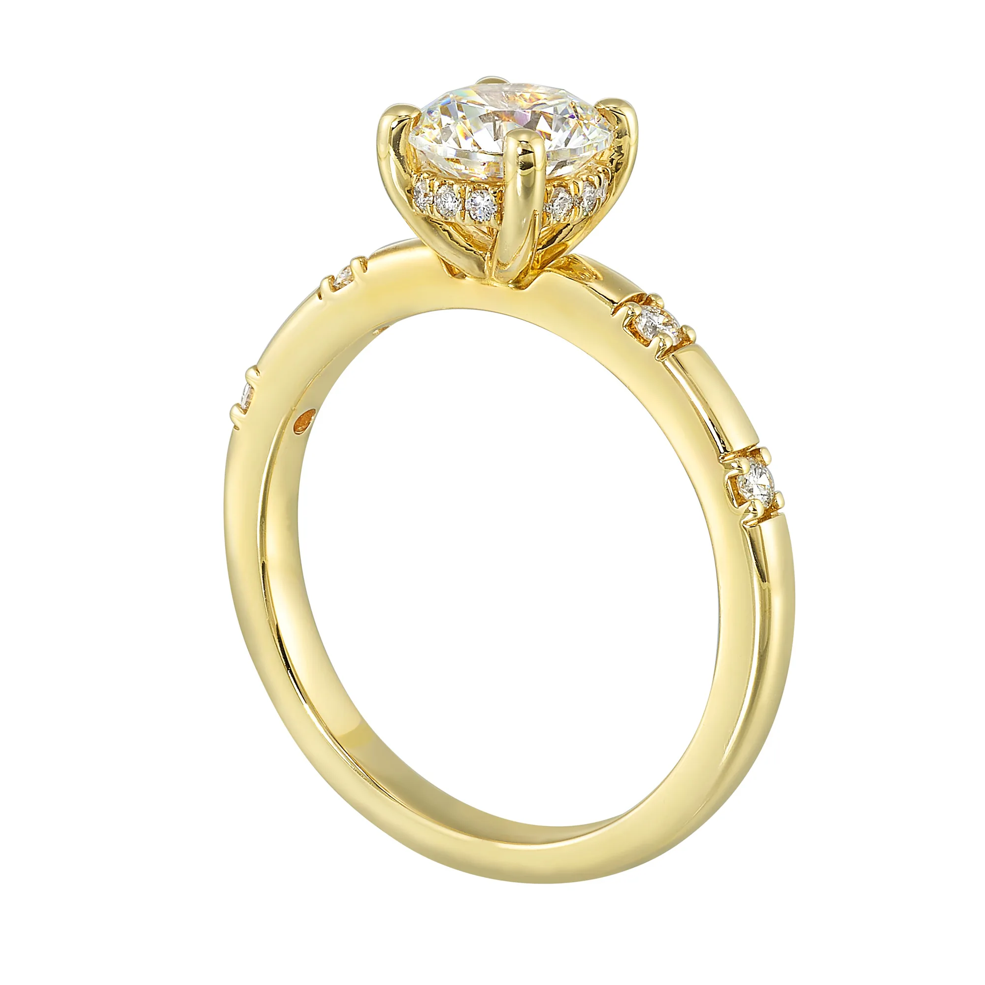 14Kt Yellow Semi Mount 1/7Ctw For 1Ctw Round Center view 3