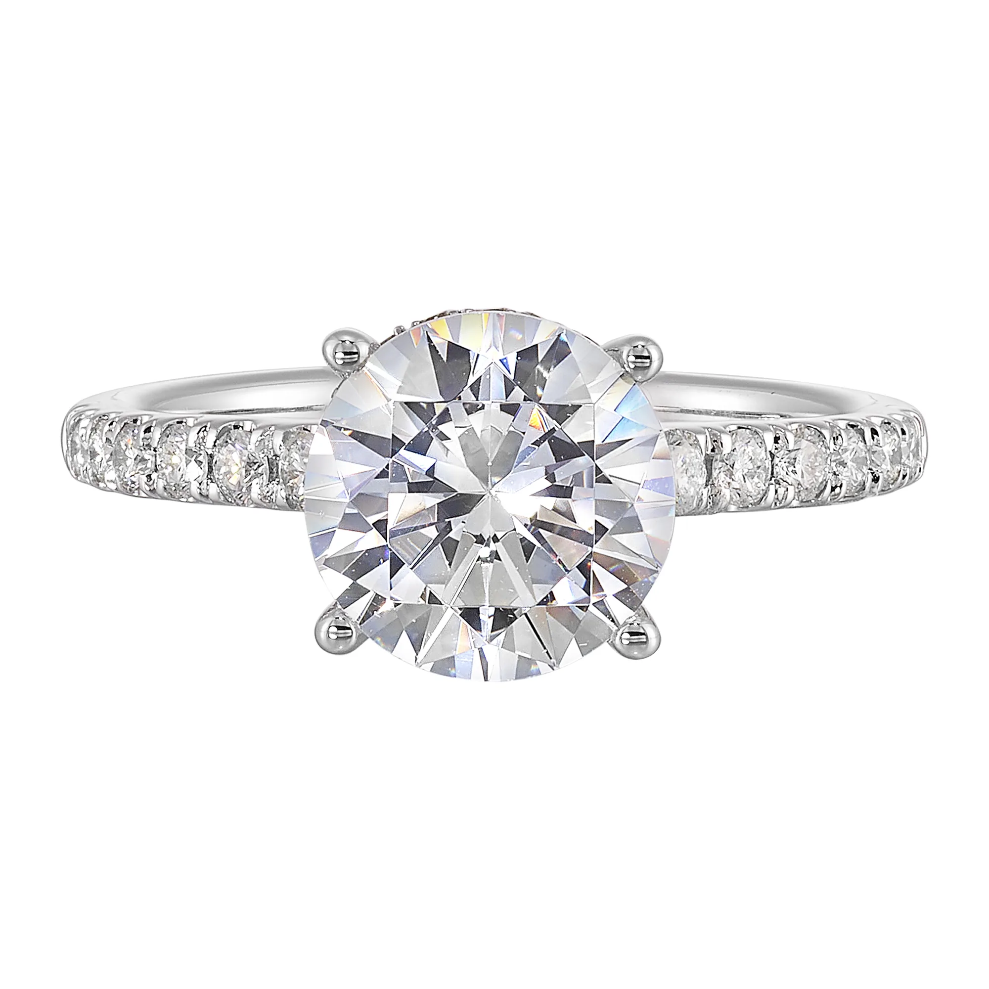 14Kt White Semi Mount 3/8Ctw For 2Ctw Round Center