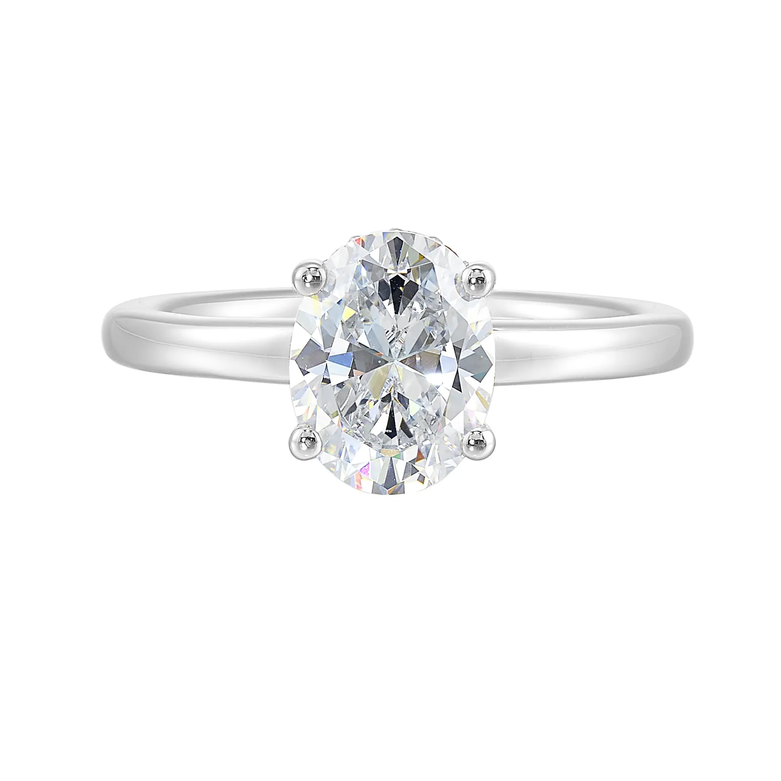 14Kt White Semi Mount 1/8Ctw For 2Ctw Oval Center
