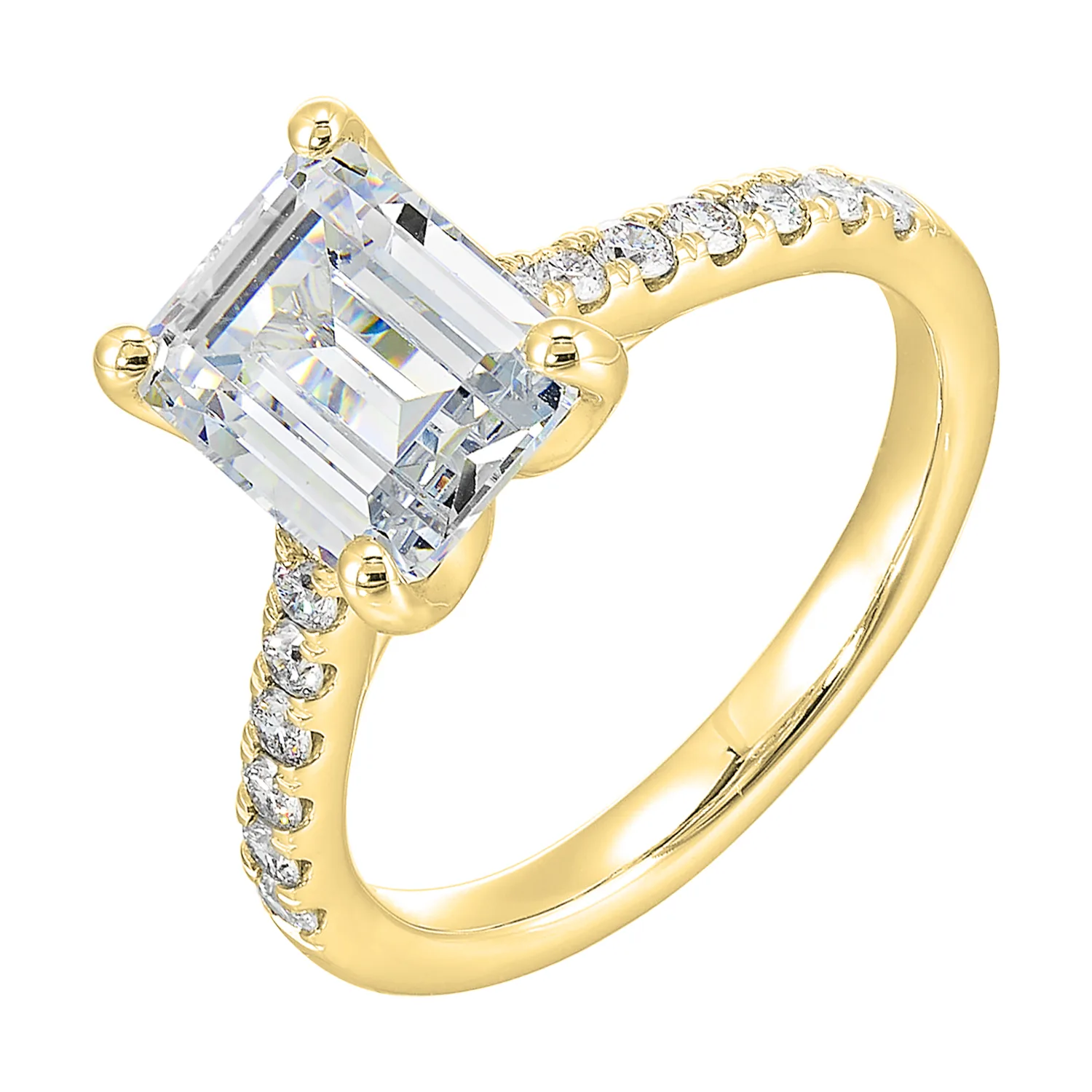 14Kt Yellow Semi Mount 1/2Ctw For 3Ct Emerald Cut Center view 2