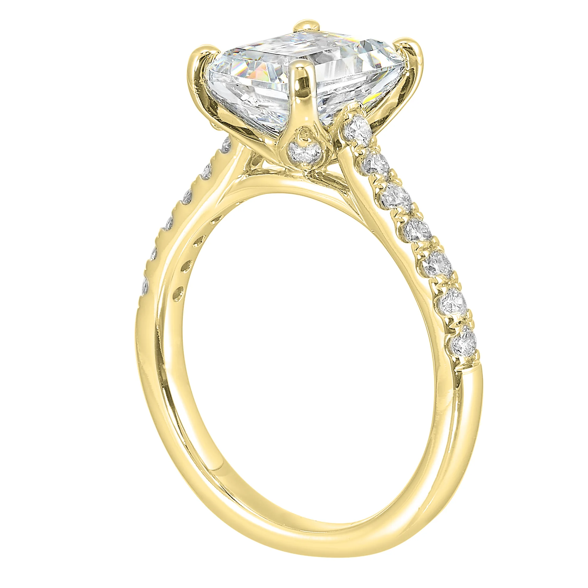14Kt Yellow Semi Mount 1/2Ctw For 3Ct Emerald Cut Center view 3