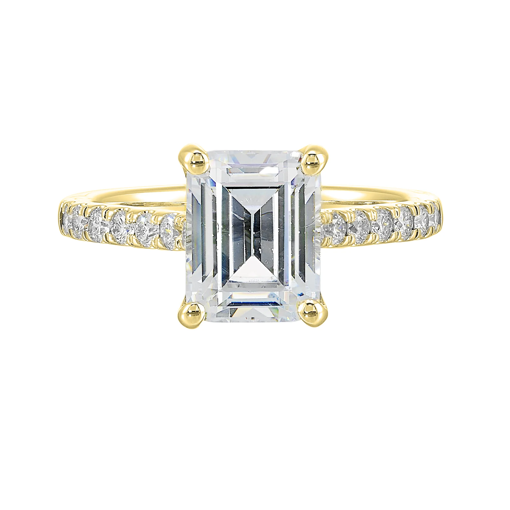 14Kt Yellow Semi Mount 1/2Ctw For 3Ct Emerald Cut Center