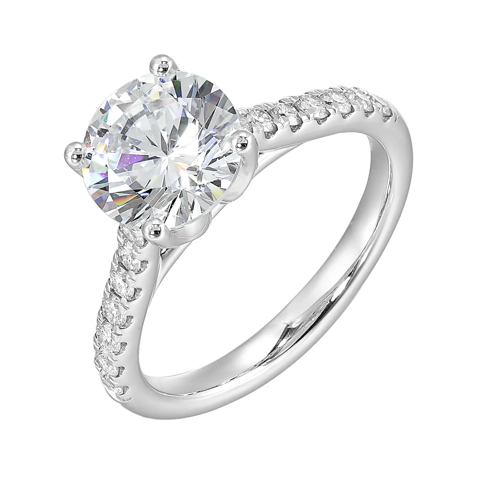 14Kt White Semi Mount 1/2Ctw For 2Ctw Round Center view 2