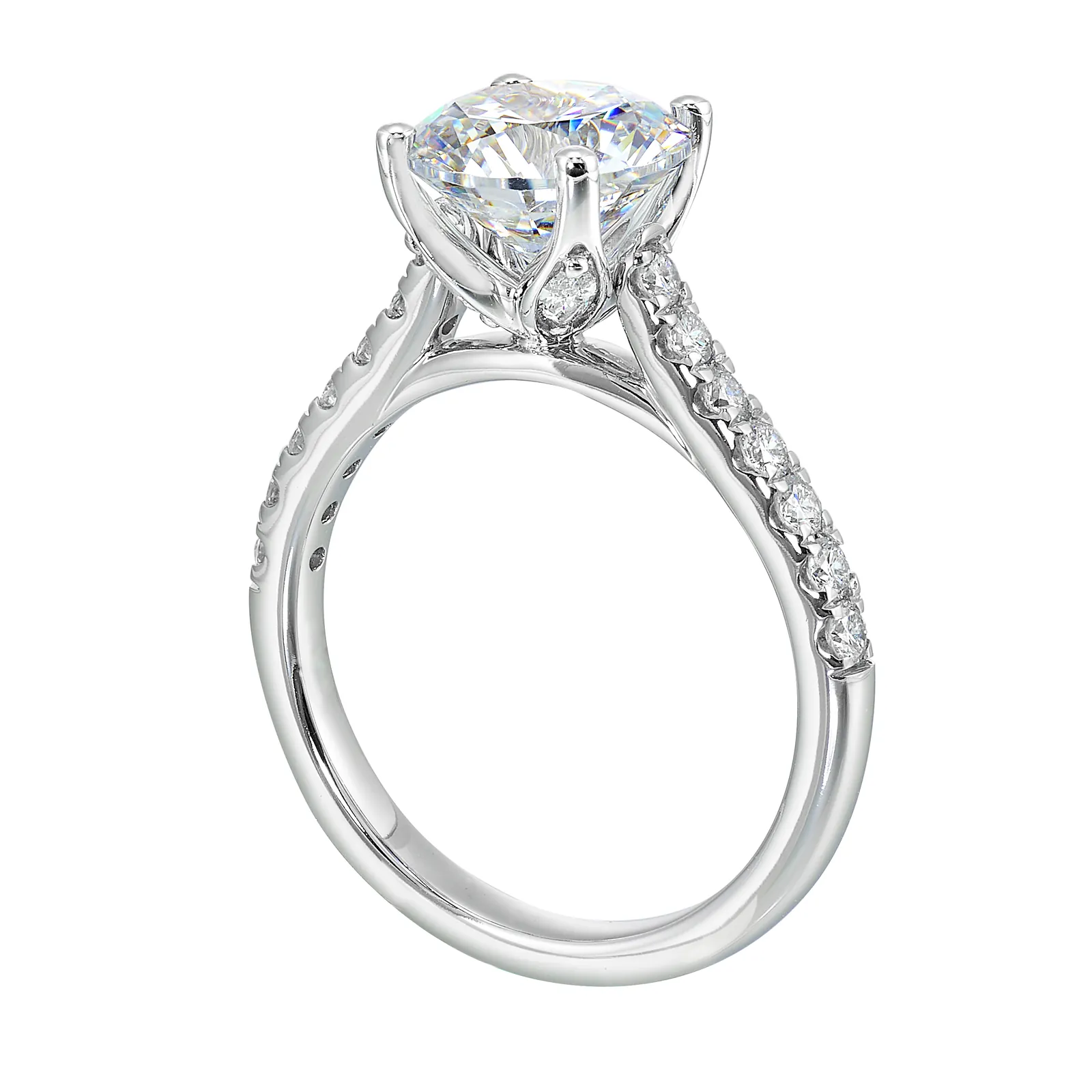 14Kt White Semi Mount 1/2Ctw For 2Ctw Round Center view 3