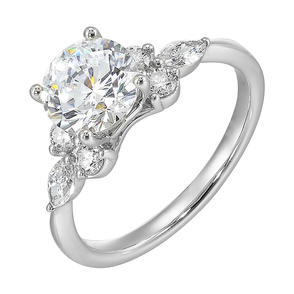 14Kt White Semi Mount 3/8Ctw For 1 1/2Ct Round Center view 2