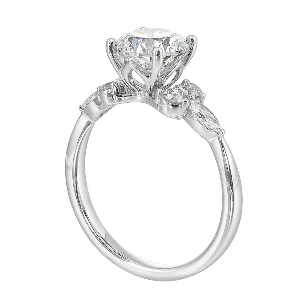 14Kt White Semi Mount 3/8Ctw For 1 1/2Ct Round Center view 3