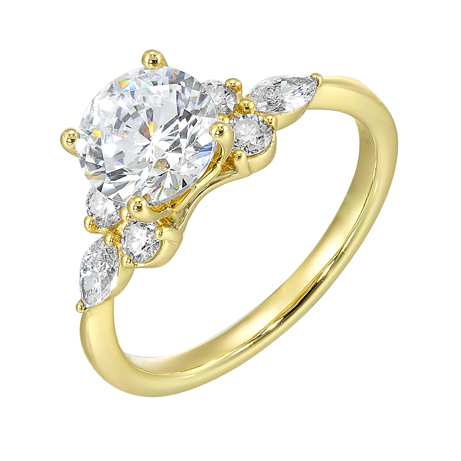14Kt Yellow Semi Mount 3/8Ctw For 1 1/2Ctw Round Center view 2