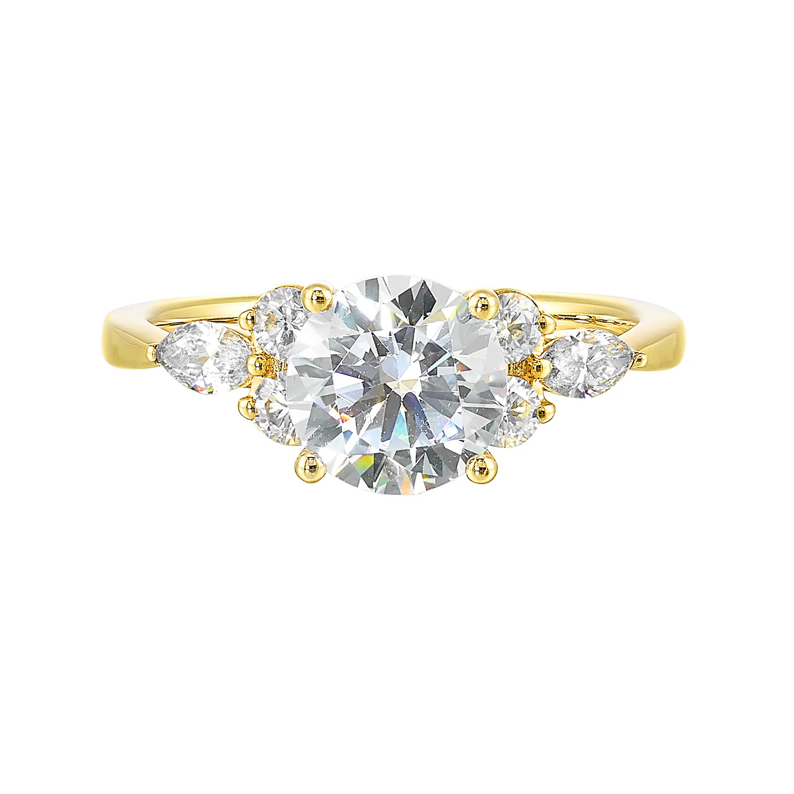 14Kt Yellow Semi Mount 3/8Ctw For 1 1/2Ctw Round Center
