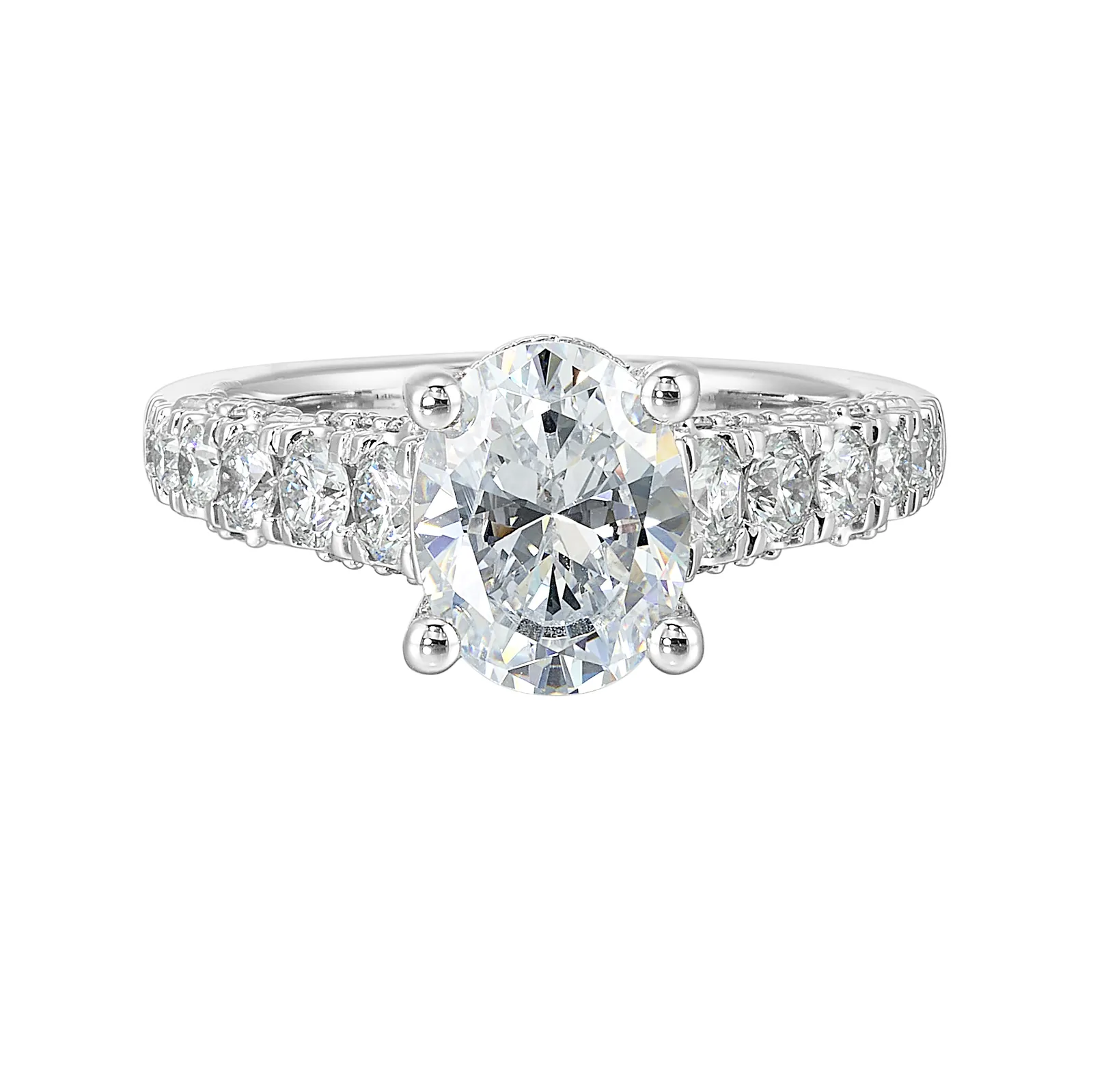 14Kt White Semi Mount 1Ctw For 2Ctw Oval Center