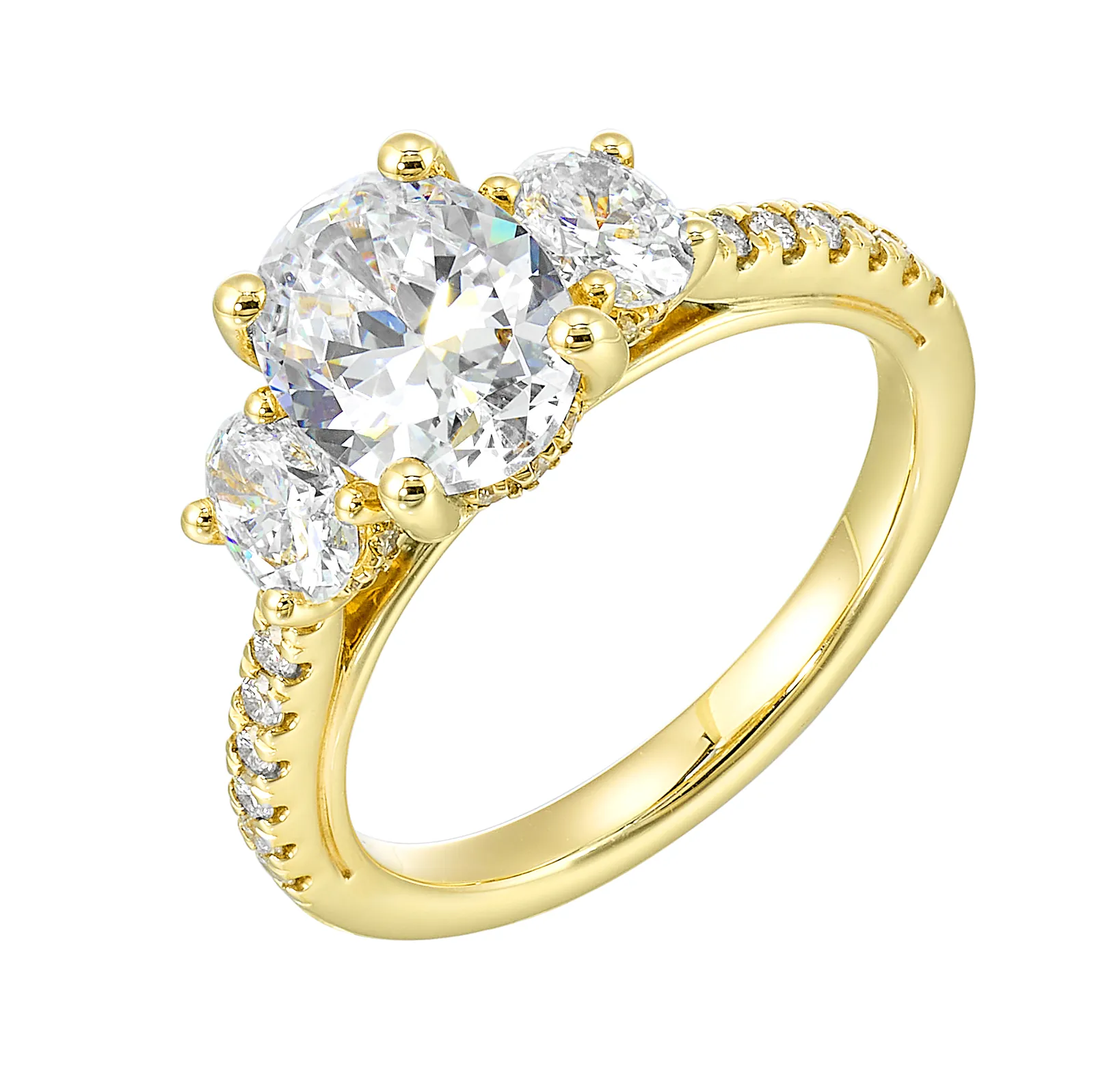 14Kt Yellow Semi Mount 7/8Ctw For 2Ctw Oval Center view 2