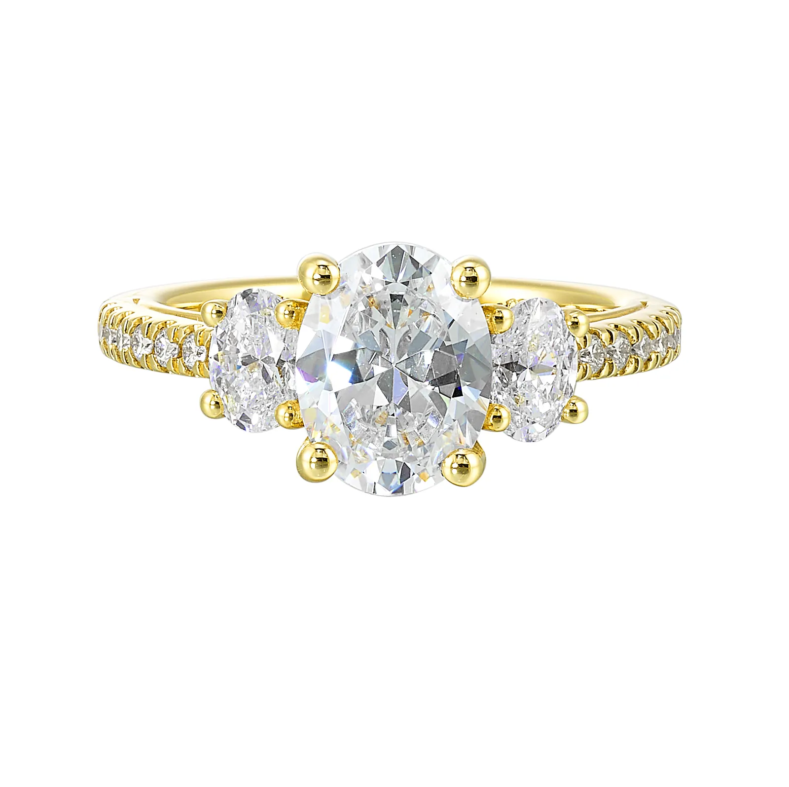 14Kt Yellow Semi Mount 7/8Ctw For 2Ctw Oval Center