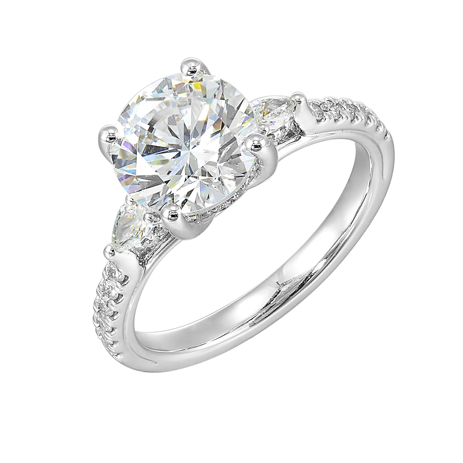 14Kt White Semi Mount 3/8Ctw For 2Ctw Round Center view 2