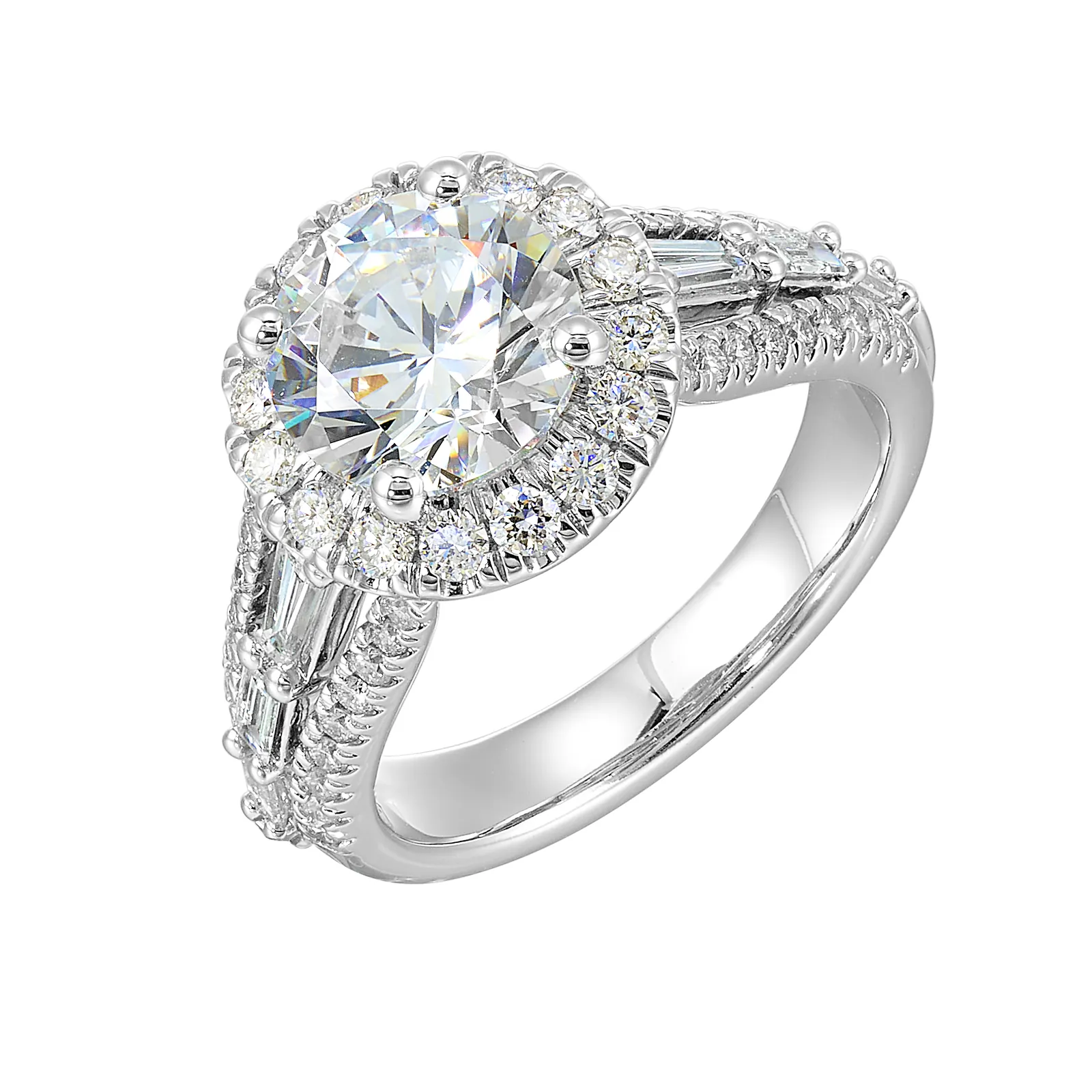 14Kt White Semi Mount 1Ctw For 2Ctw Round Center view 2