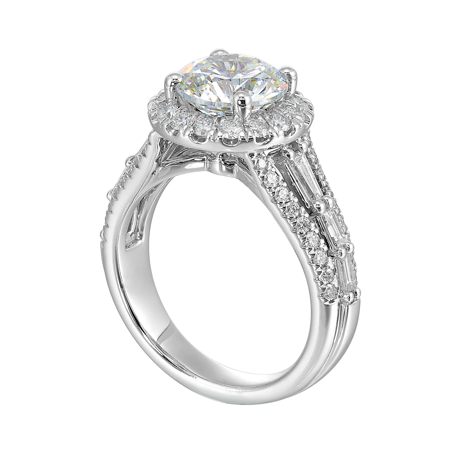 14Kt White Semi Mount 1Ctw For 2Ctw Round Center view 3
