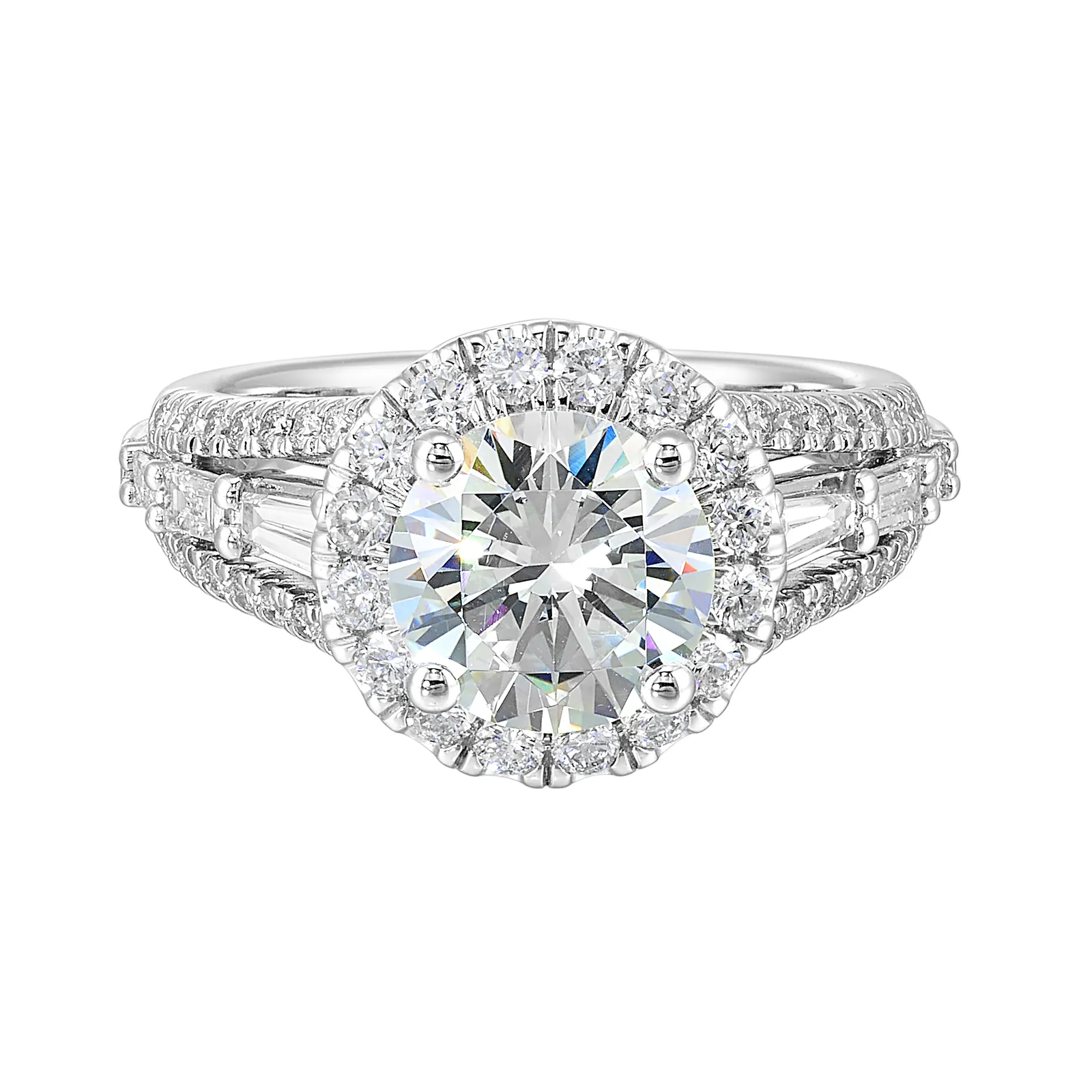 14Kt White Semi Mount 1Ctw For 2Ctw Round Center