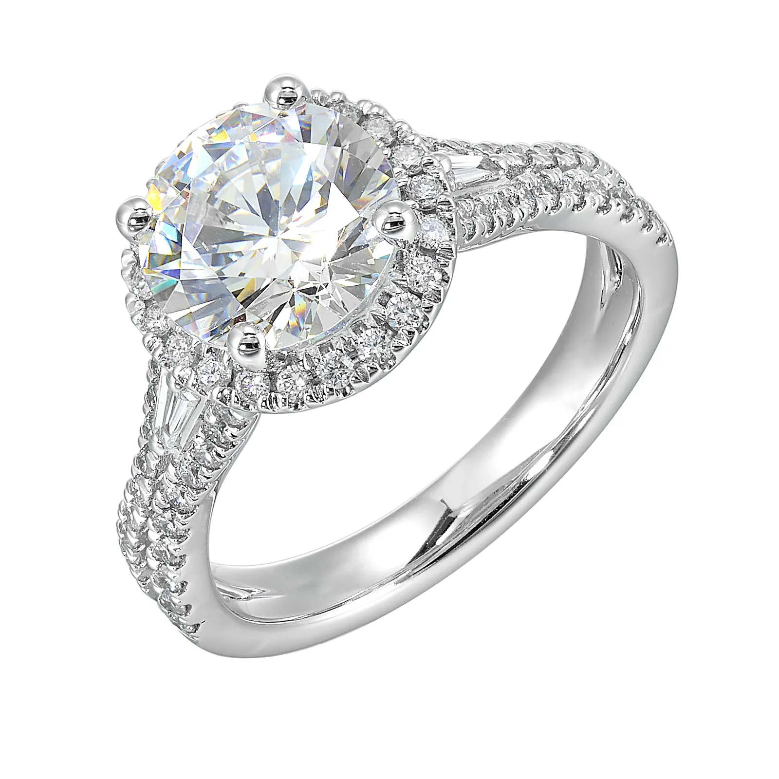14Kt White Semi Mount 1/2Ctw For 2Ctw Round Center view 2
