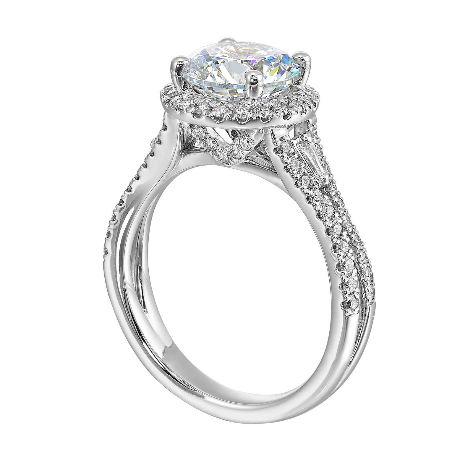 14Kt White Semi Mount 1/2Ctw For 2Ctw Round Center view 3