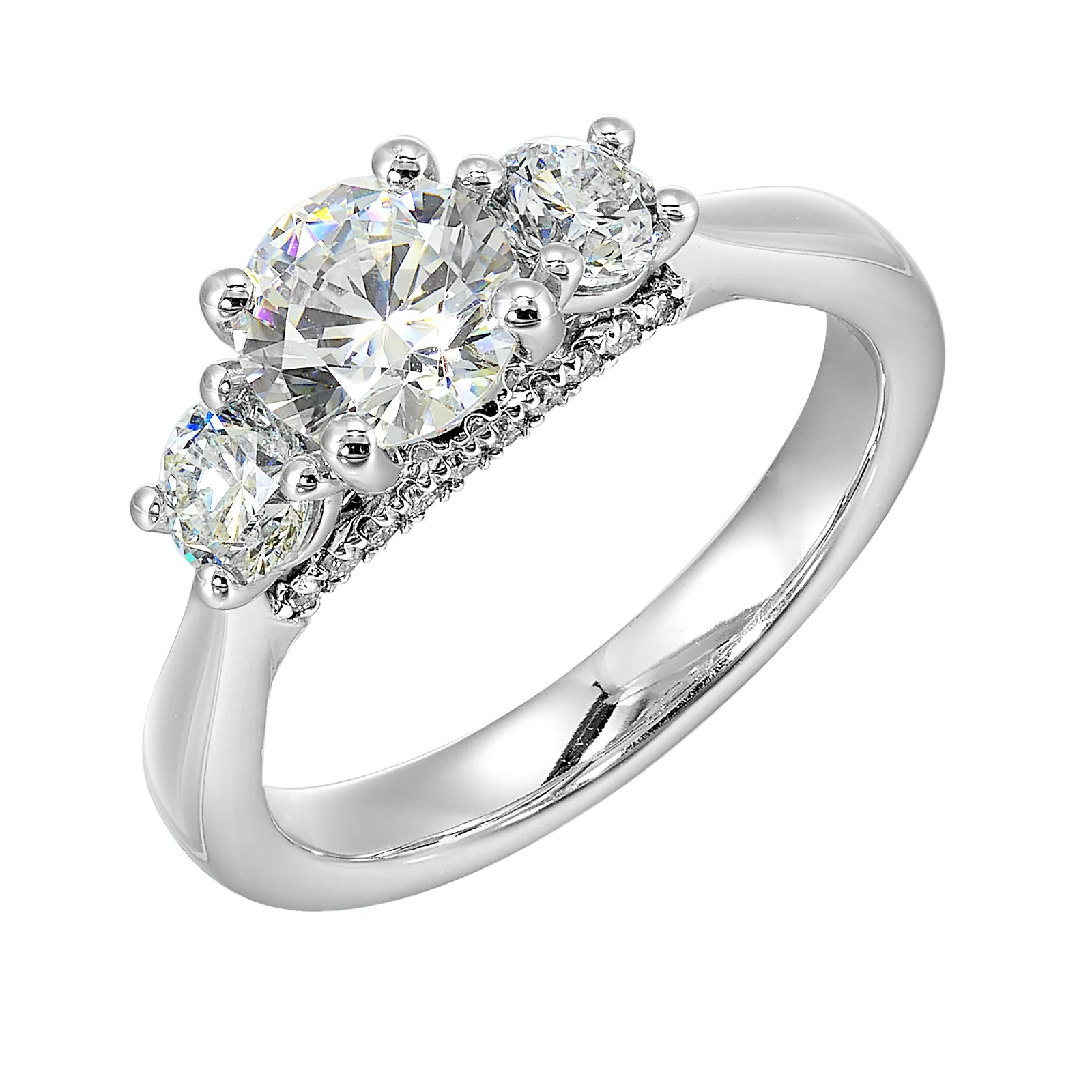 14Kt White Semi Mount 3/4Ctw For 1Ctw Round Center view 2
