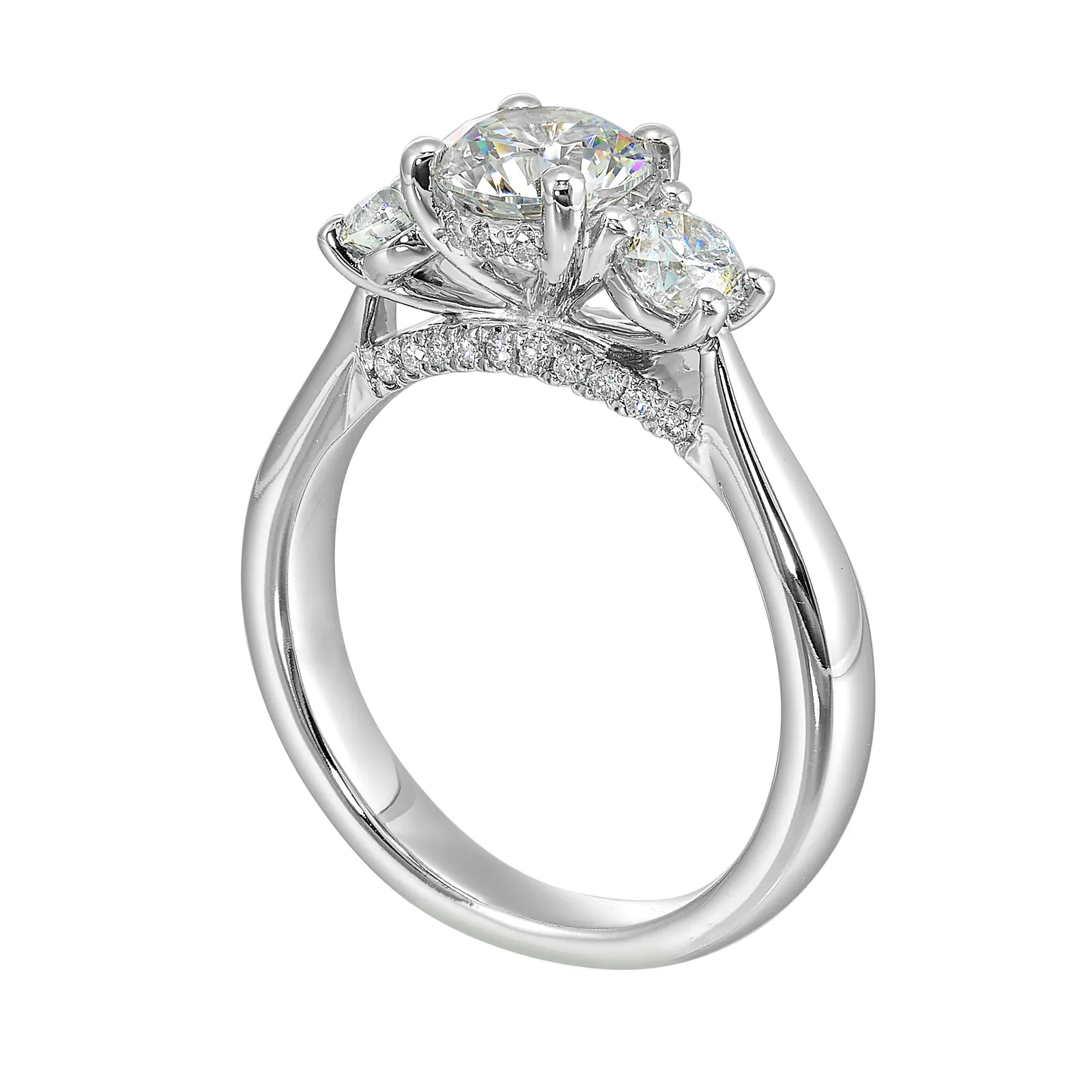 14Kt White Semi Mount 3/4Ctw For 1Ctw Round Center view 3