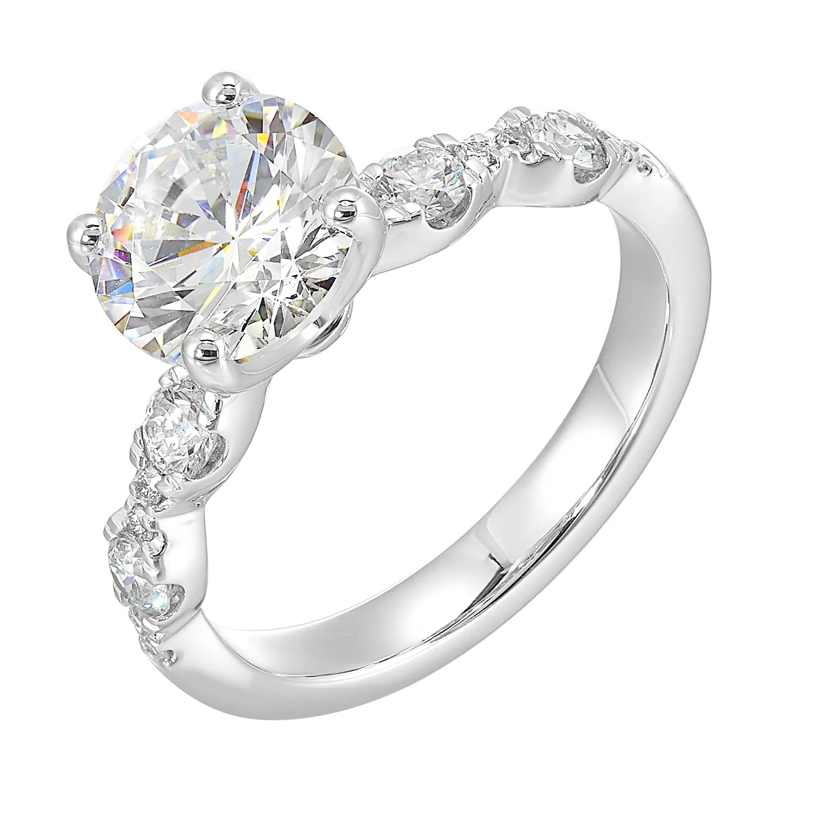 14Kt White Semi Mount 1/2Ctw For 2Ctw Round Center view 2