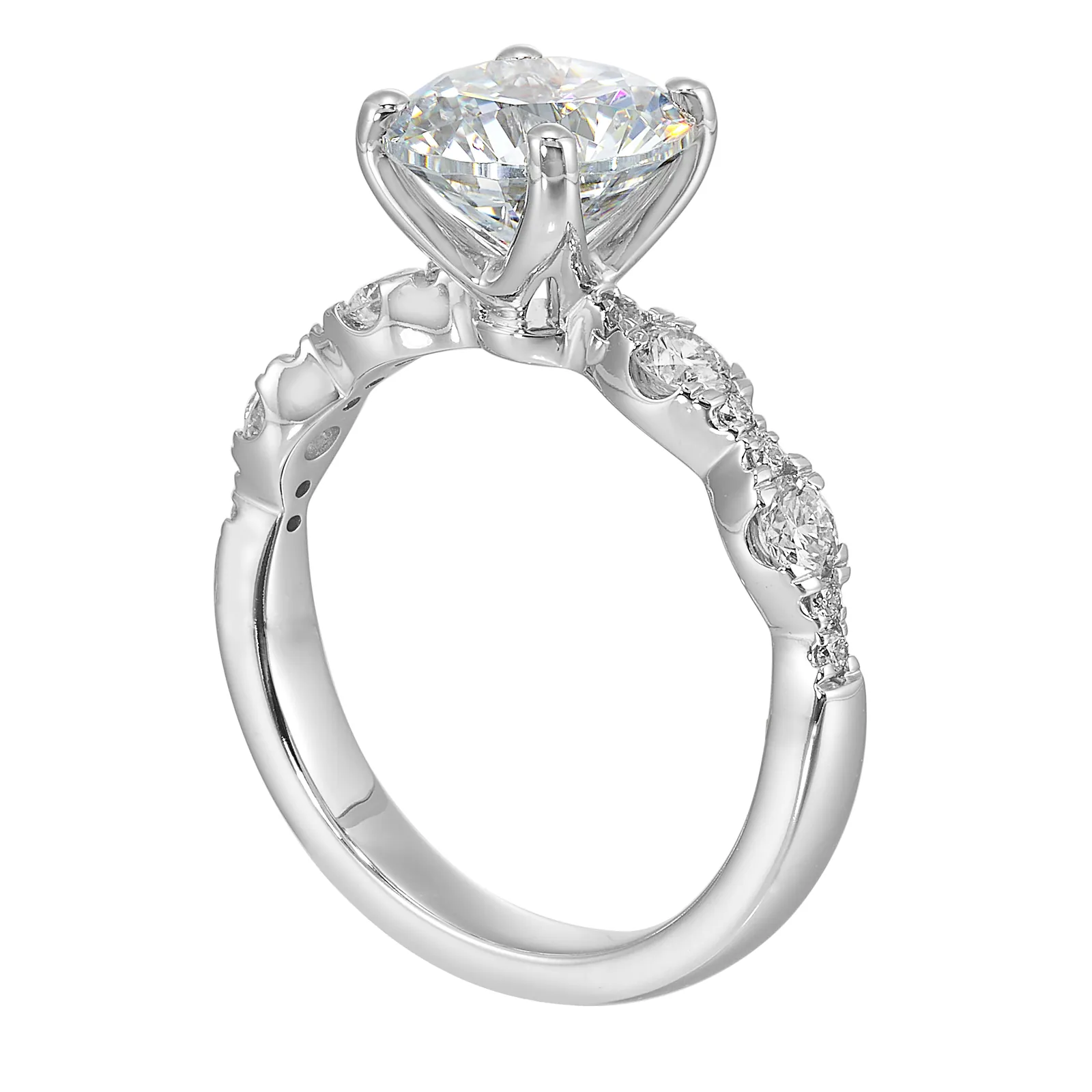 14Kt White Semi Mount 1/2Ctw For 2Ctw Round Center view 3